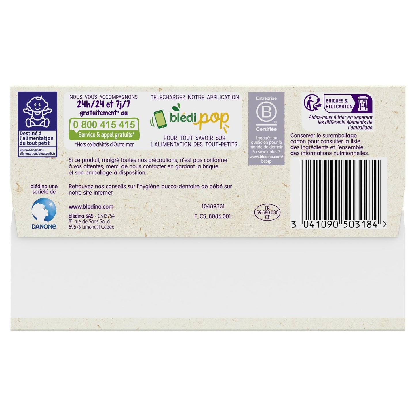 Evening Baby Milk and Cereals From 6 Months Carrot Flavor Blédiner BLEDINA