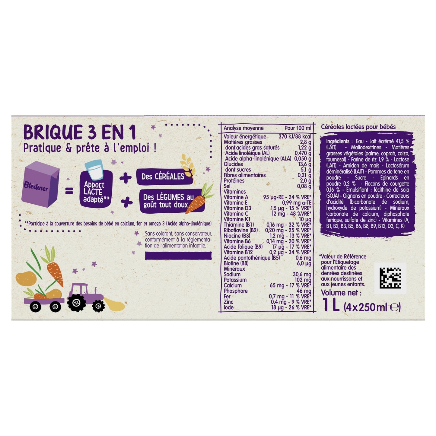 Baby Milk and Cereal for Evenings From 6 Months Green Vegetable Flavor Blédiner BLEDINA