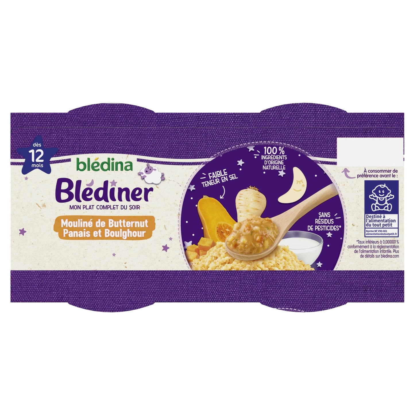 Baby Meal for 12 Months and Older: Vegetables, Butternut Squash, Parsnip, Bulgur, Blédiner, BLEDINA