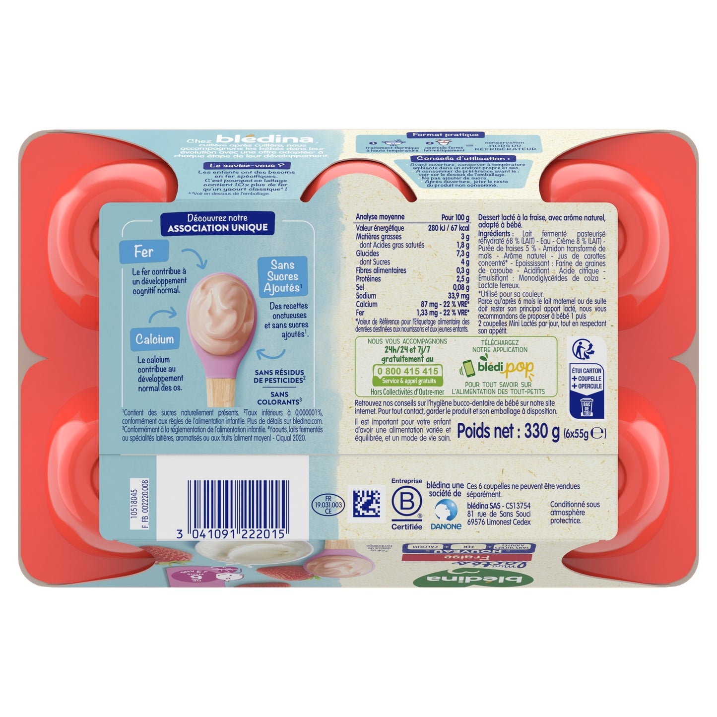 Dessert Lacté Bébé Dès 6 Mois Fraise Mini Lactés BLEDINA