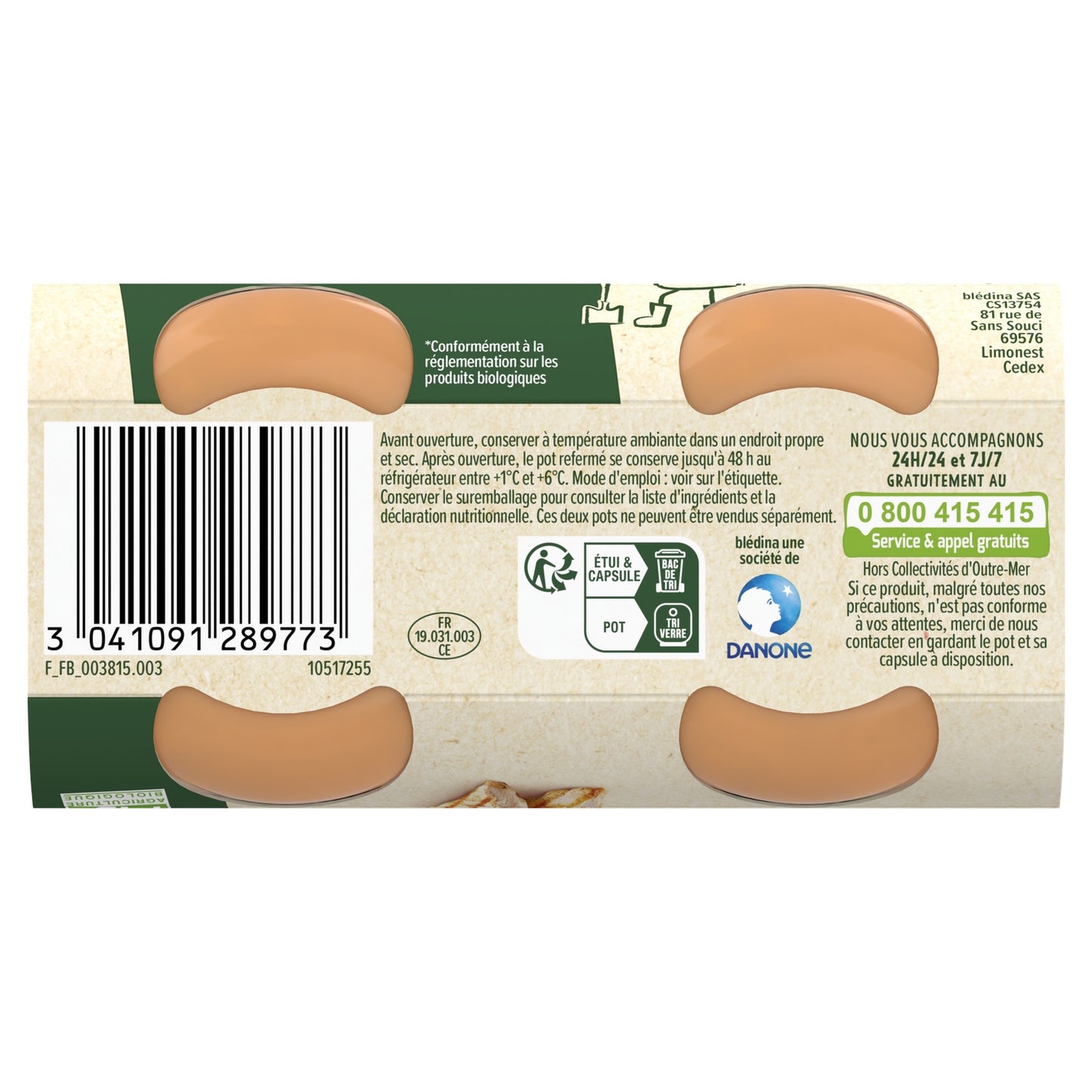 Baby Meal From 6 Months Carrots Peas Farm Chicken Les Récoltes Bio BLEDINA