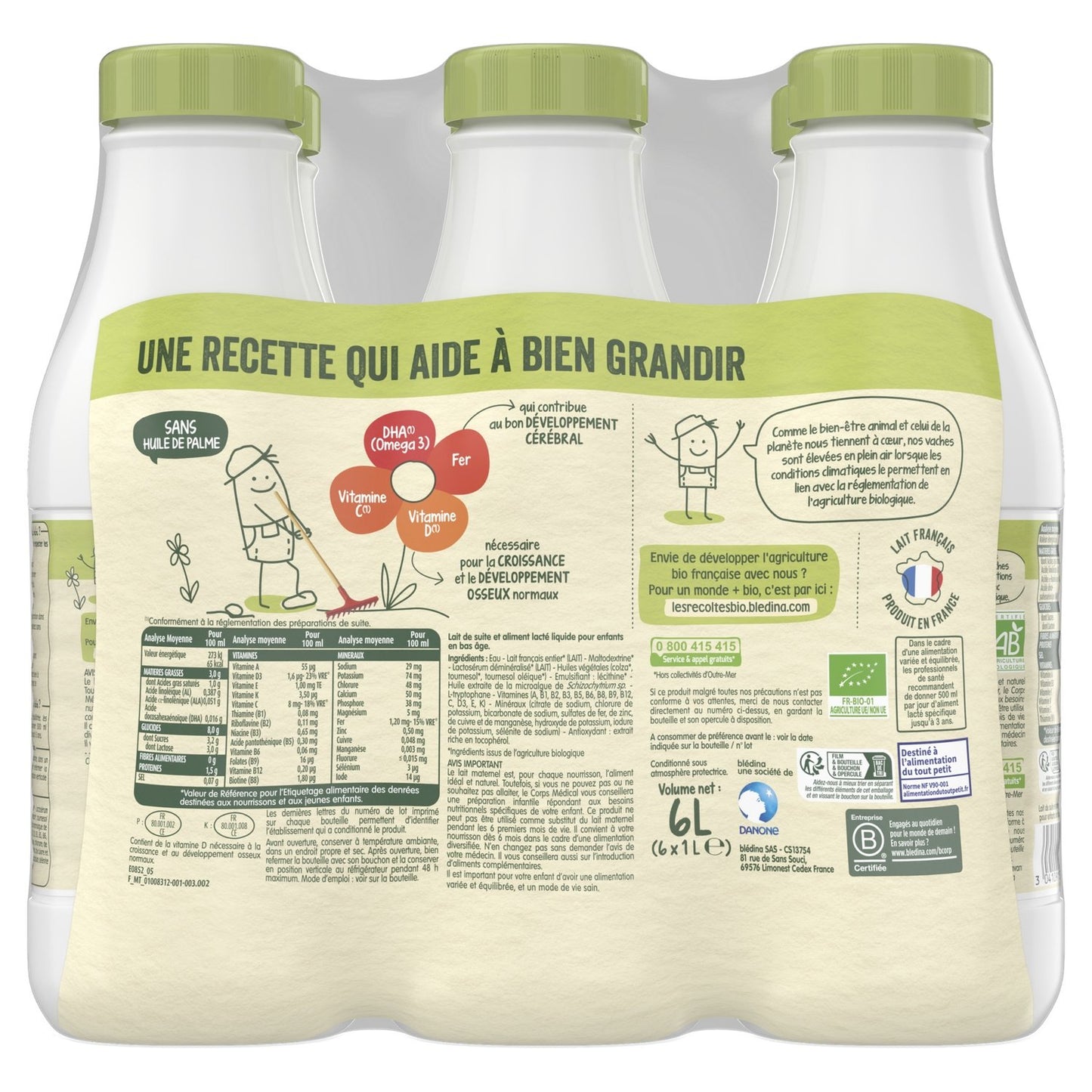 Liquid Baby Milk 3rd Age From 10 Months Organic Les Récoltes Bio BLEDINA