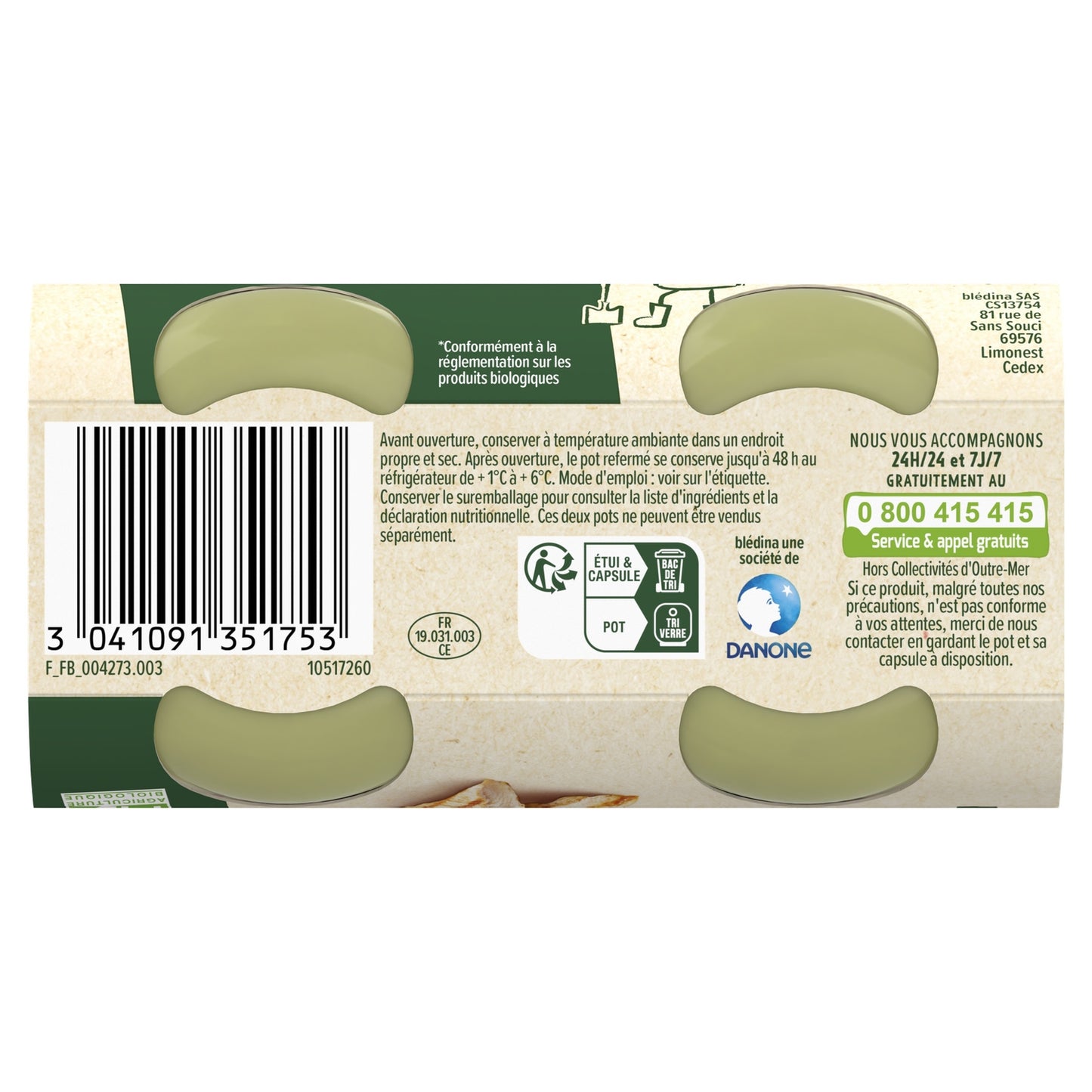 Baby Meal From 6 Months Zucchini Puree Farmhouse Chicken Thyme Les Récoltes Bio BLEDINA