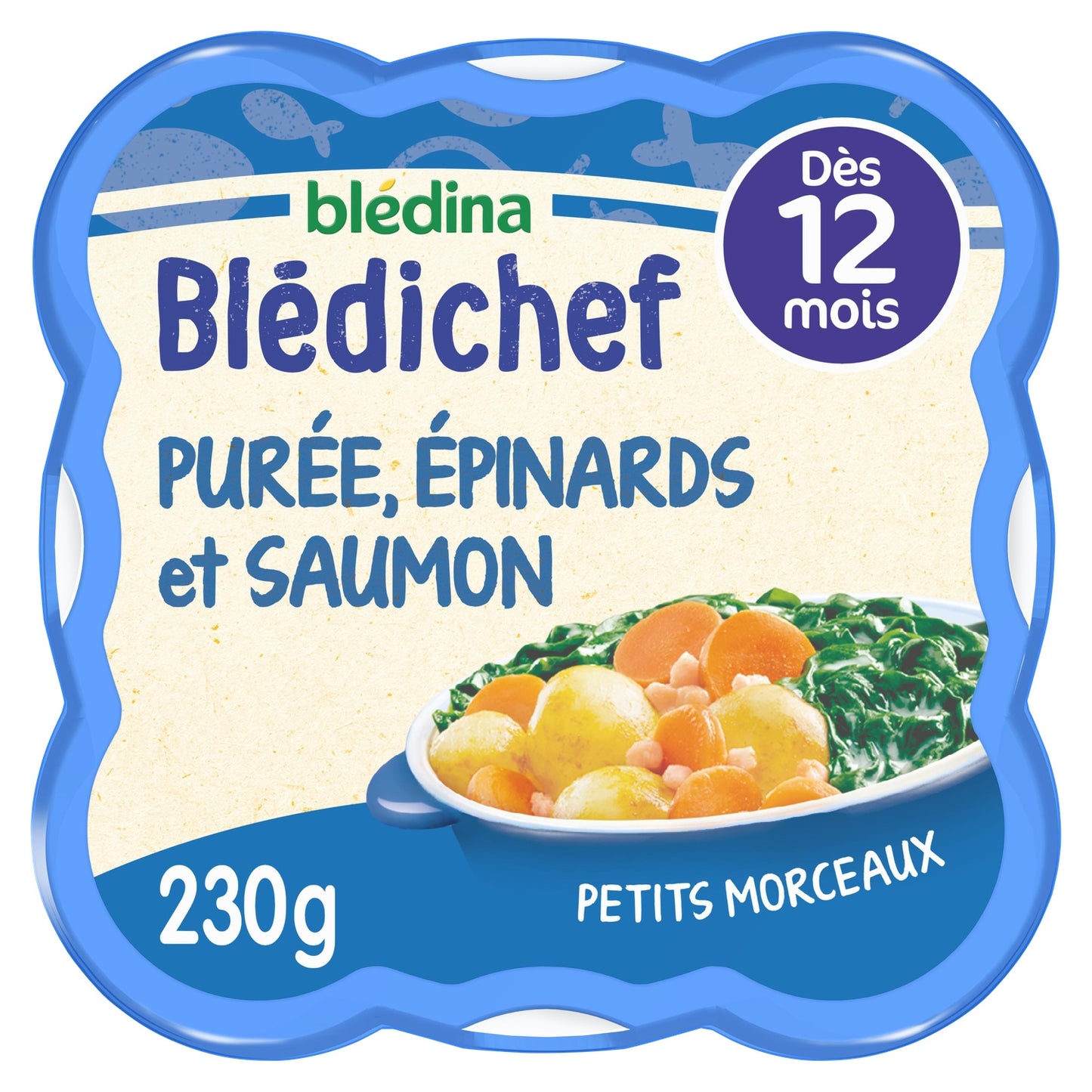 Baby Meal From 12 Months Spinach Purée Salmon Blédichef BLEDINA