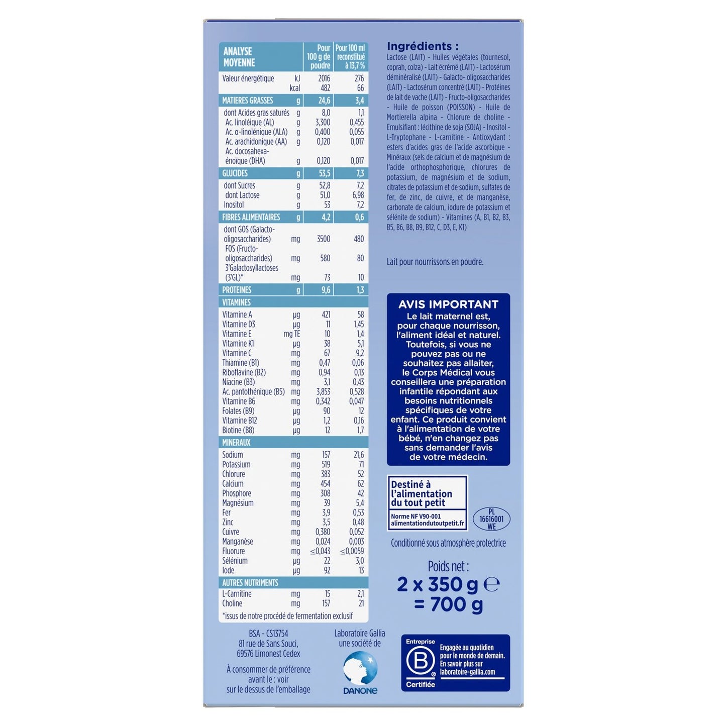 Calisma GALLIA Powdered Baby Milk 1st Age 0-6 Months