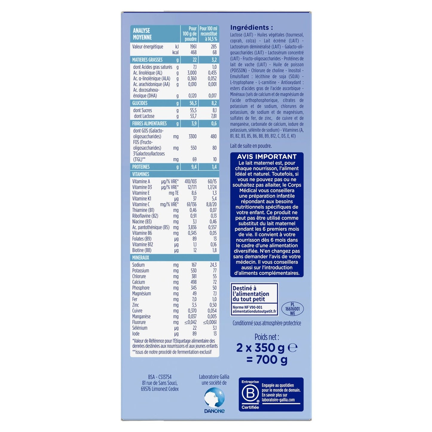 Calisma GALLIA Powdered Baby Milk 2nd Age 6-12 Months
