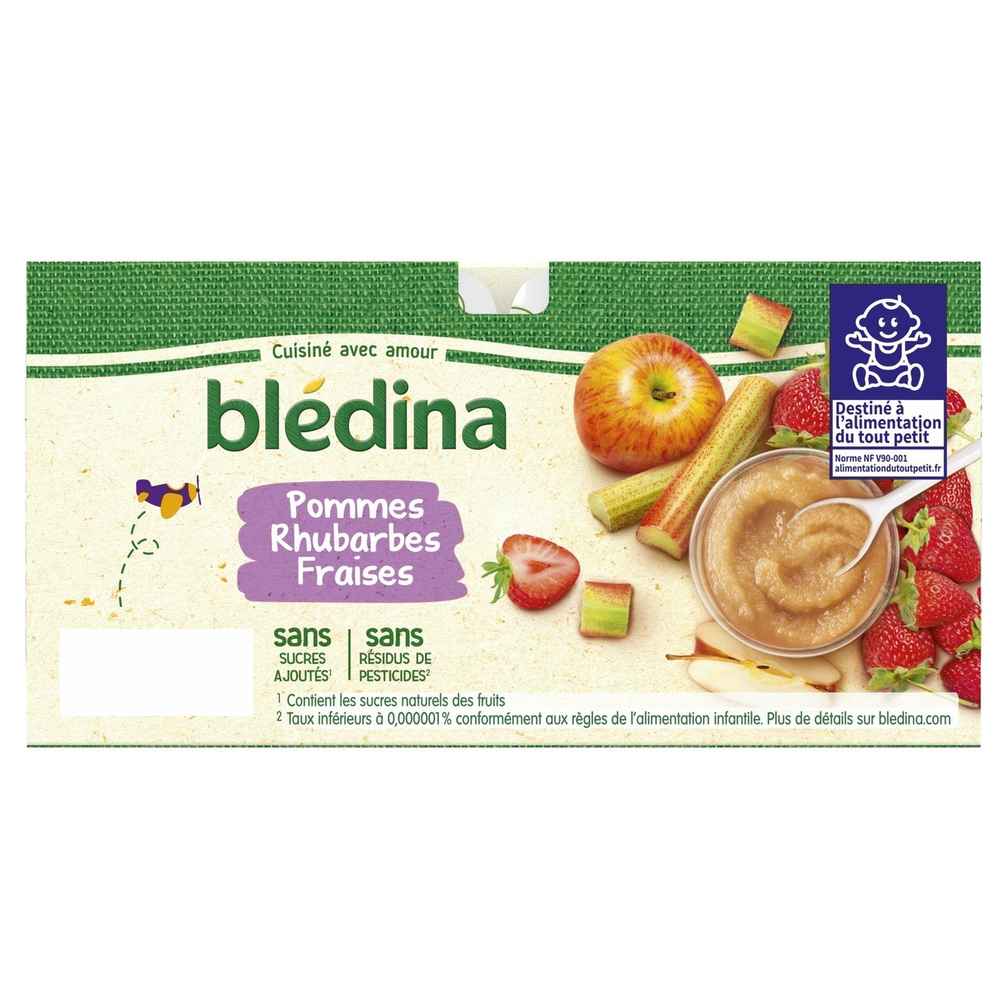 Compotes Bébé Dès 8 Mois Pommes Rhubarbes Fraises BLEDINA