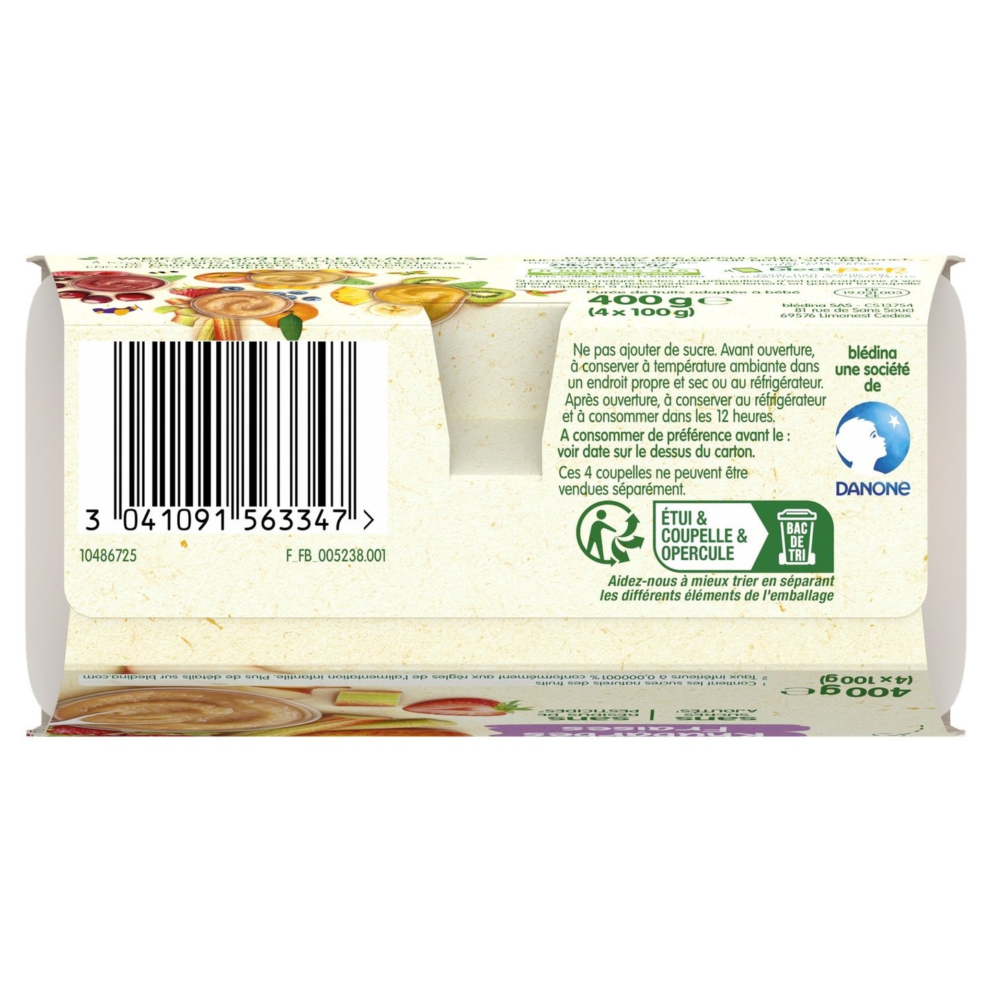 Compotes Bébé Dès 8 Mois Pommes Rhubarbes Fraises BLEDINA