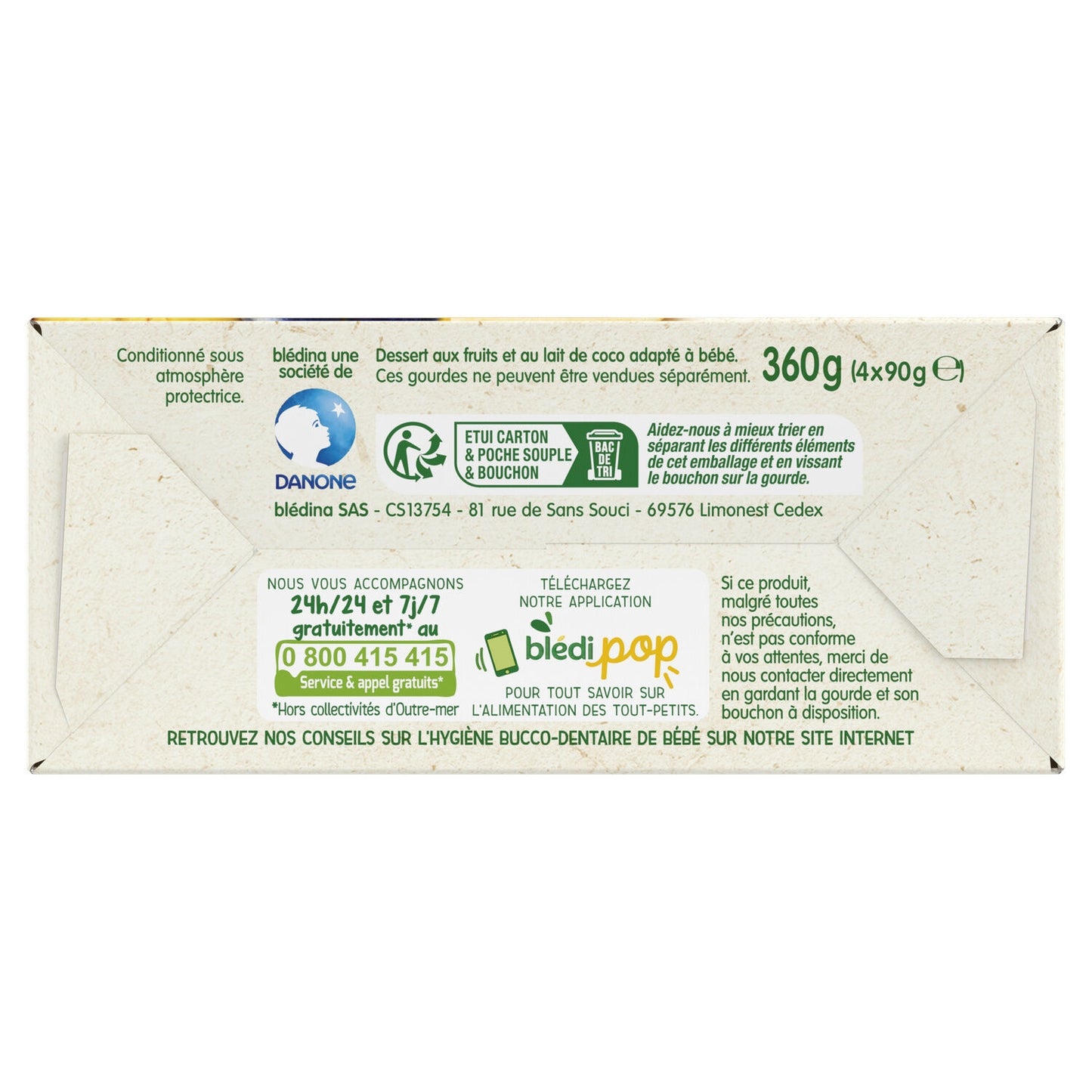 Compote Bébé Végétale Dès 6 Mois Pommes Bananes Ananas Lait de Coco et Pommes Bananes Myrtilles Mûres Lait de Coco BLEDINA