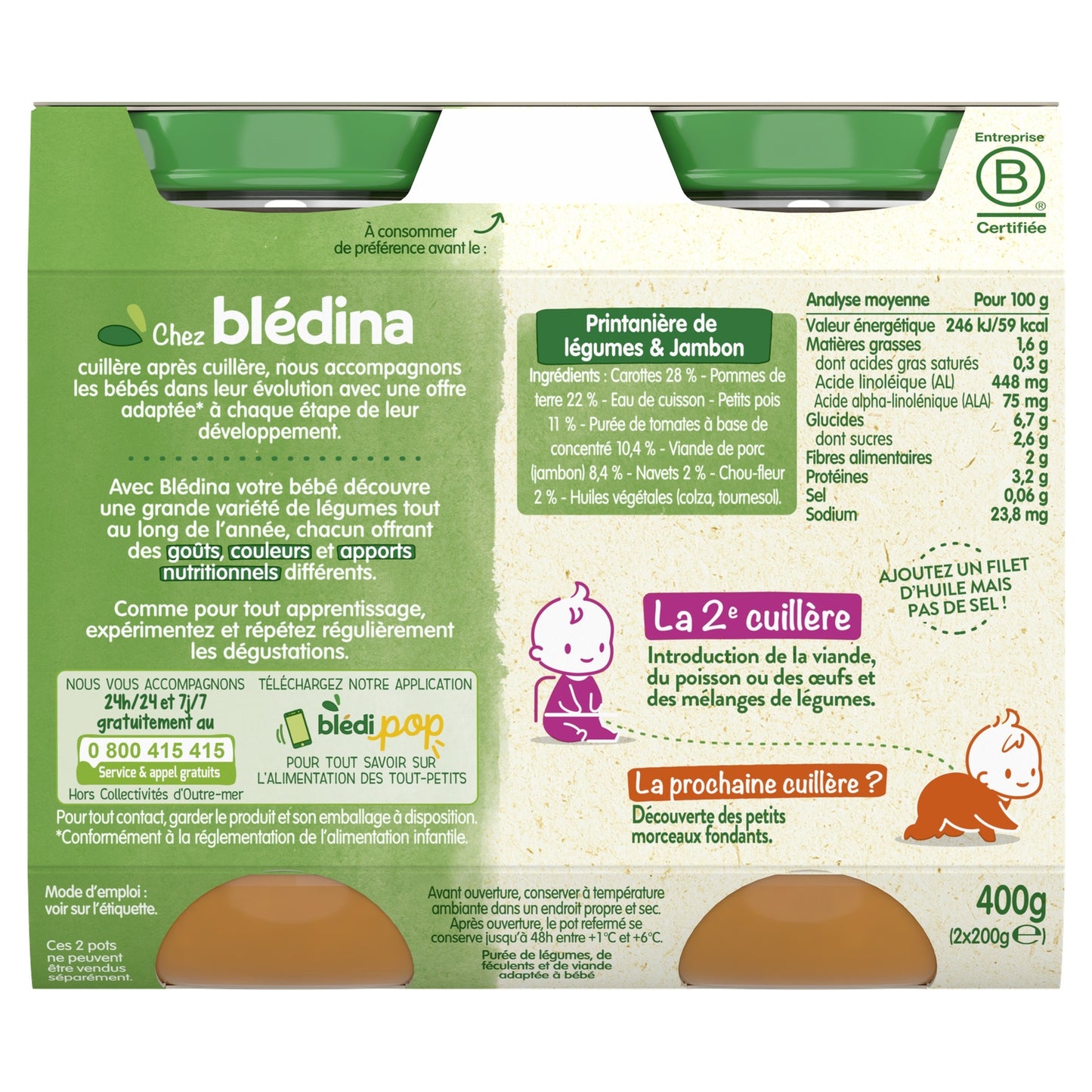 Baby Dish From 6 Months Spring Vegetable Ham BLEDINA