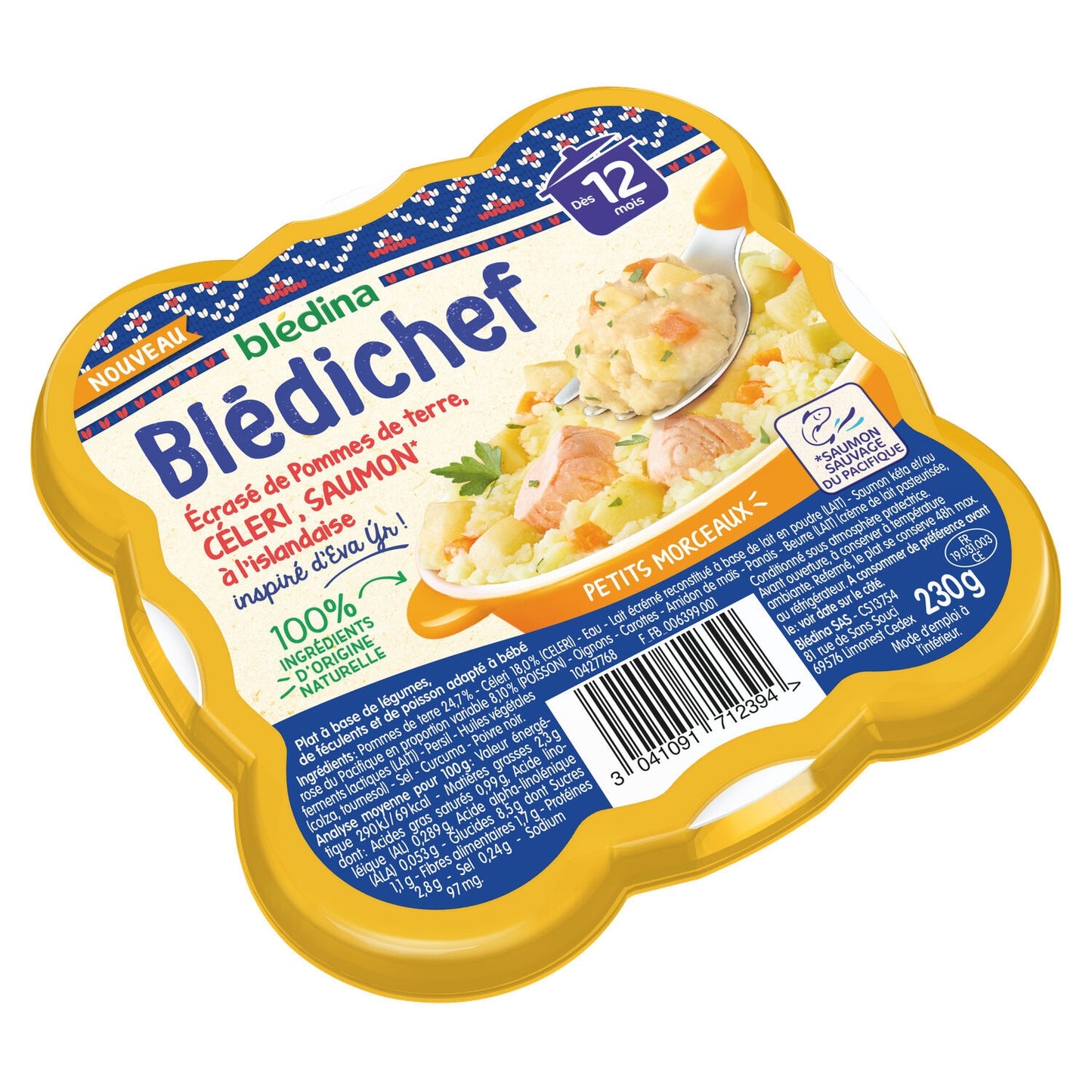 Baby Meal From 12 Months Mashed Potatoes, Celery and Icelandic Salmon Blédichef BLEDINA