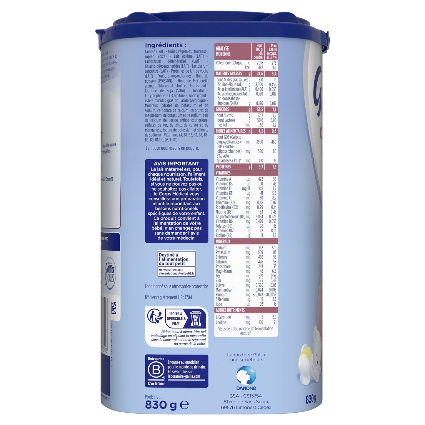 Baby Milk Powder 1st Age 0-6 Months Calisma Relais GALLIA