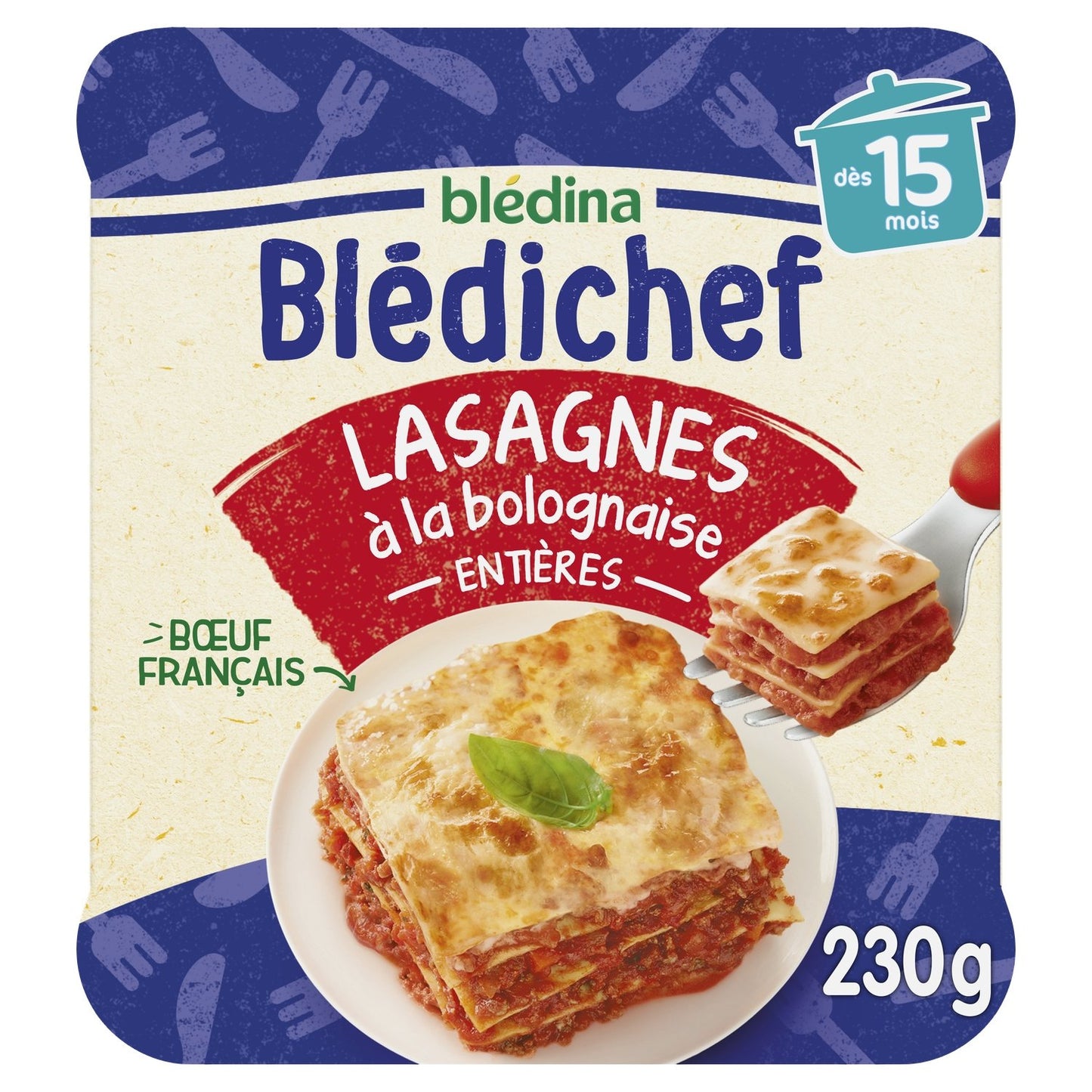 Plat Bébé Dès 15 Mois Lasagnes à la Bolognaise Blédichef BLEDINA le pot de 230g