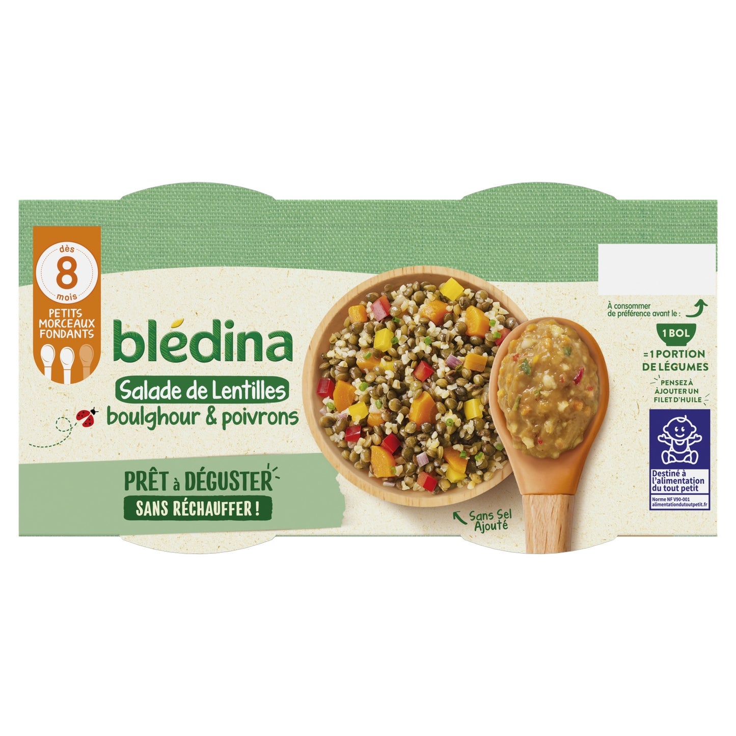Cold Baby Dish From 8 Months Lentil Salad with Bulgur and Peppers BLEDINA