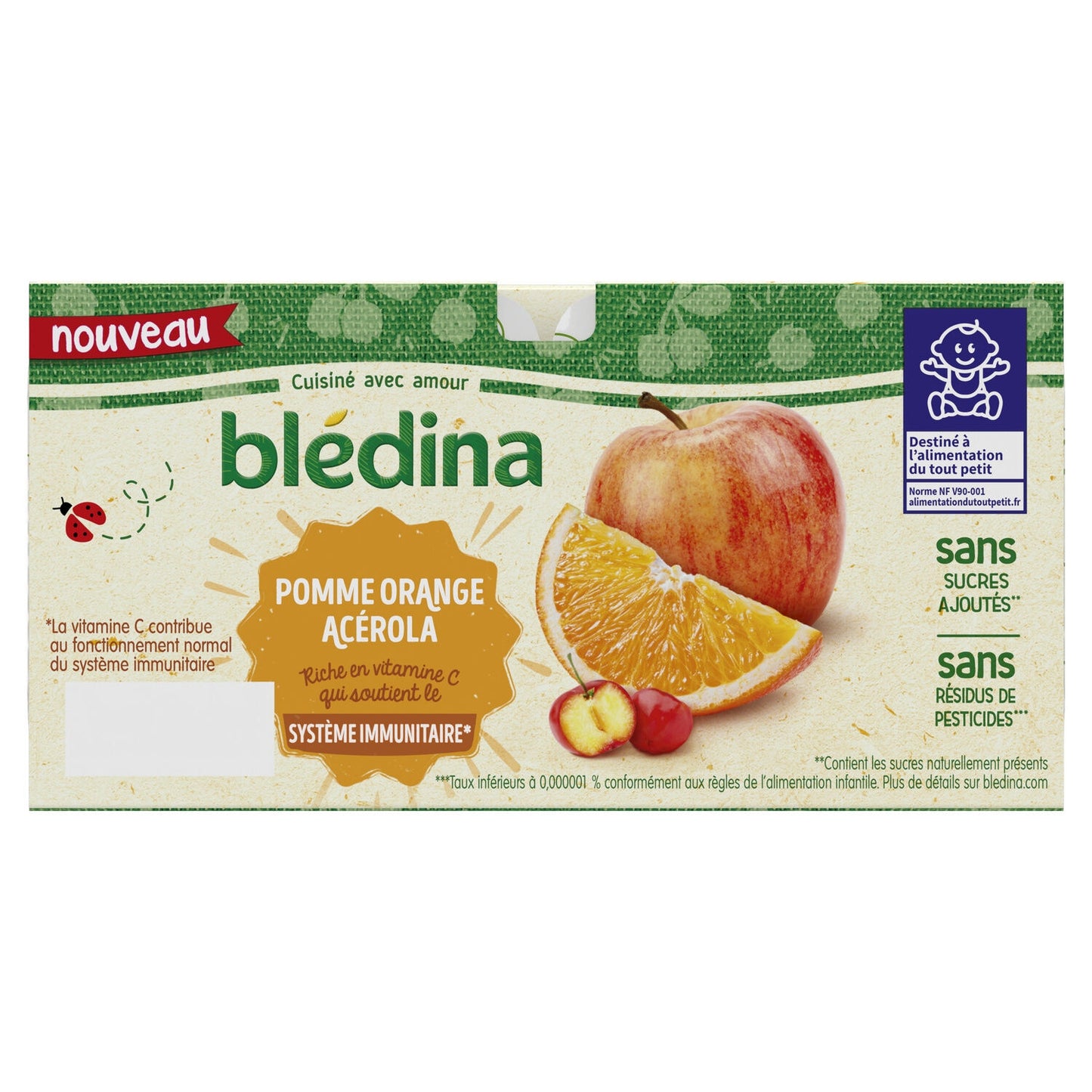 Baby Fruit Puree From 6 Months Apple Orange Acerola BLEDINA