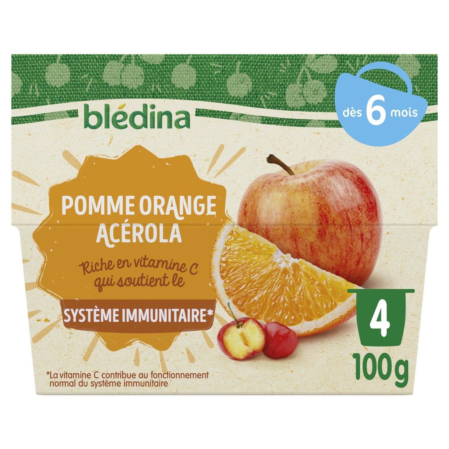 Baby Fruit Puree From 6 Months Apple Orange Acerola BLEDINA