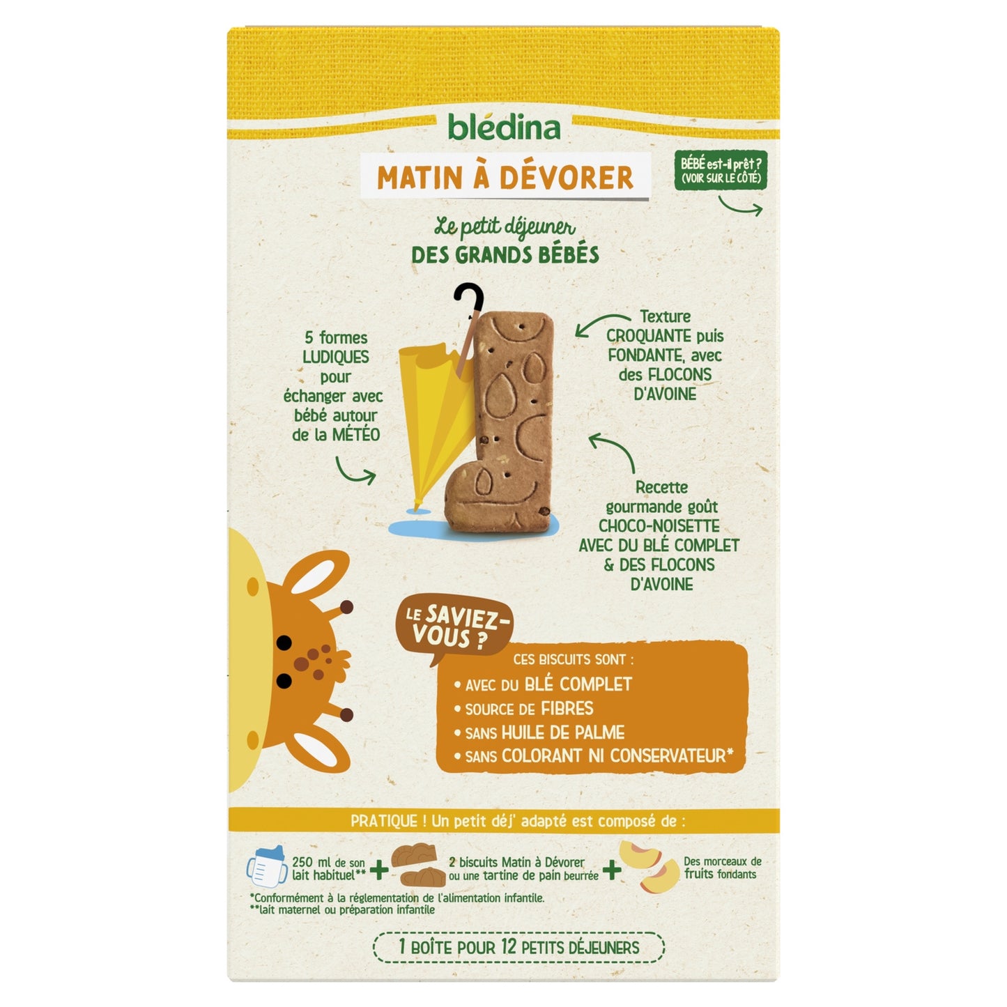 BLEDINA Multi-Cereal Chocolate Hazelnut Morning Baby Biscuits to Devour