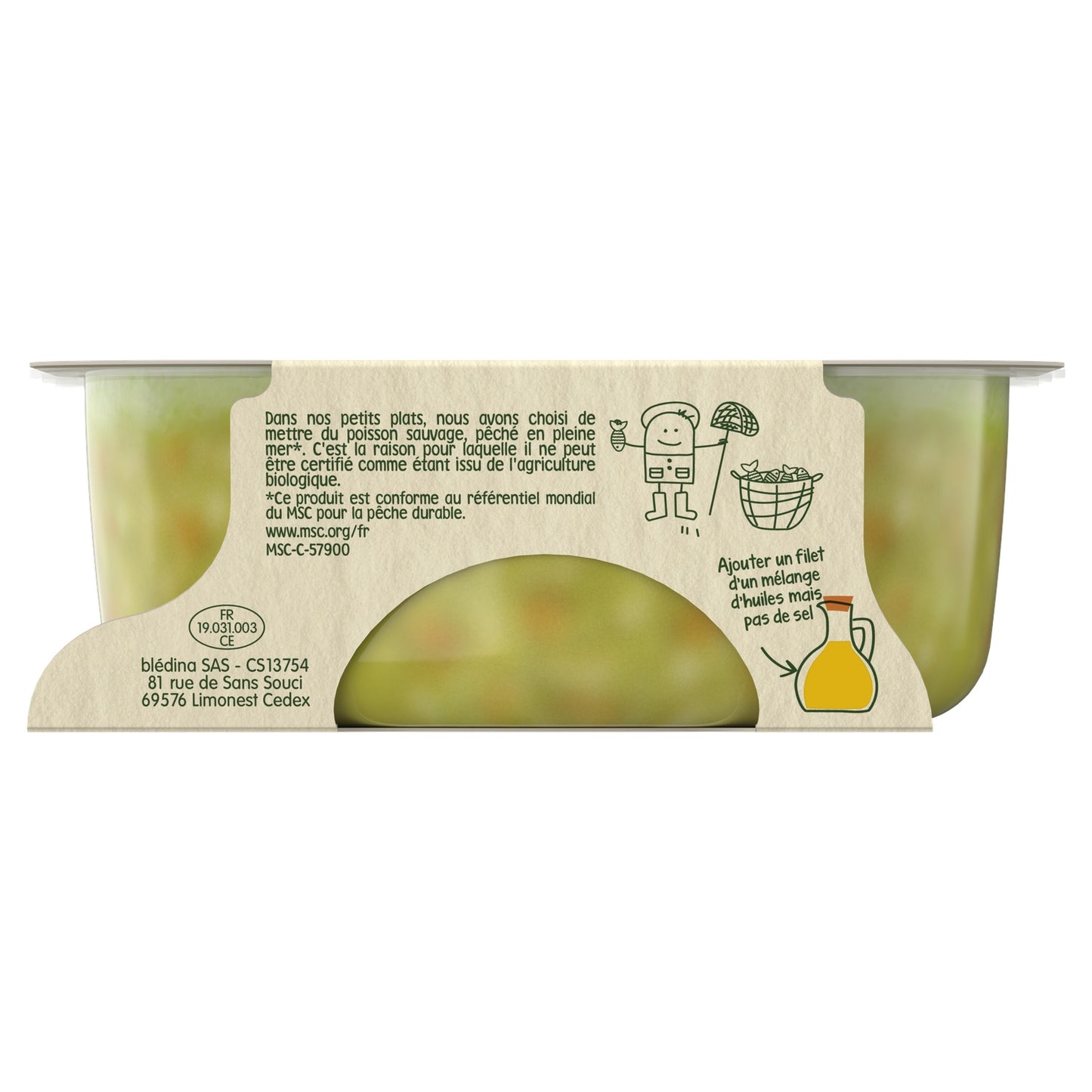 Babygericht ab 15 Monaten Spinat Erbsen Star Pasta Lachs BLEDINA Committed Harvests
