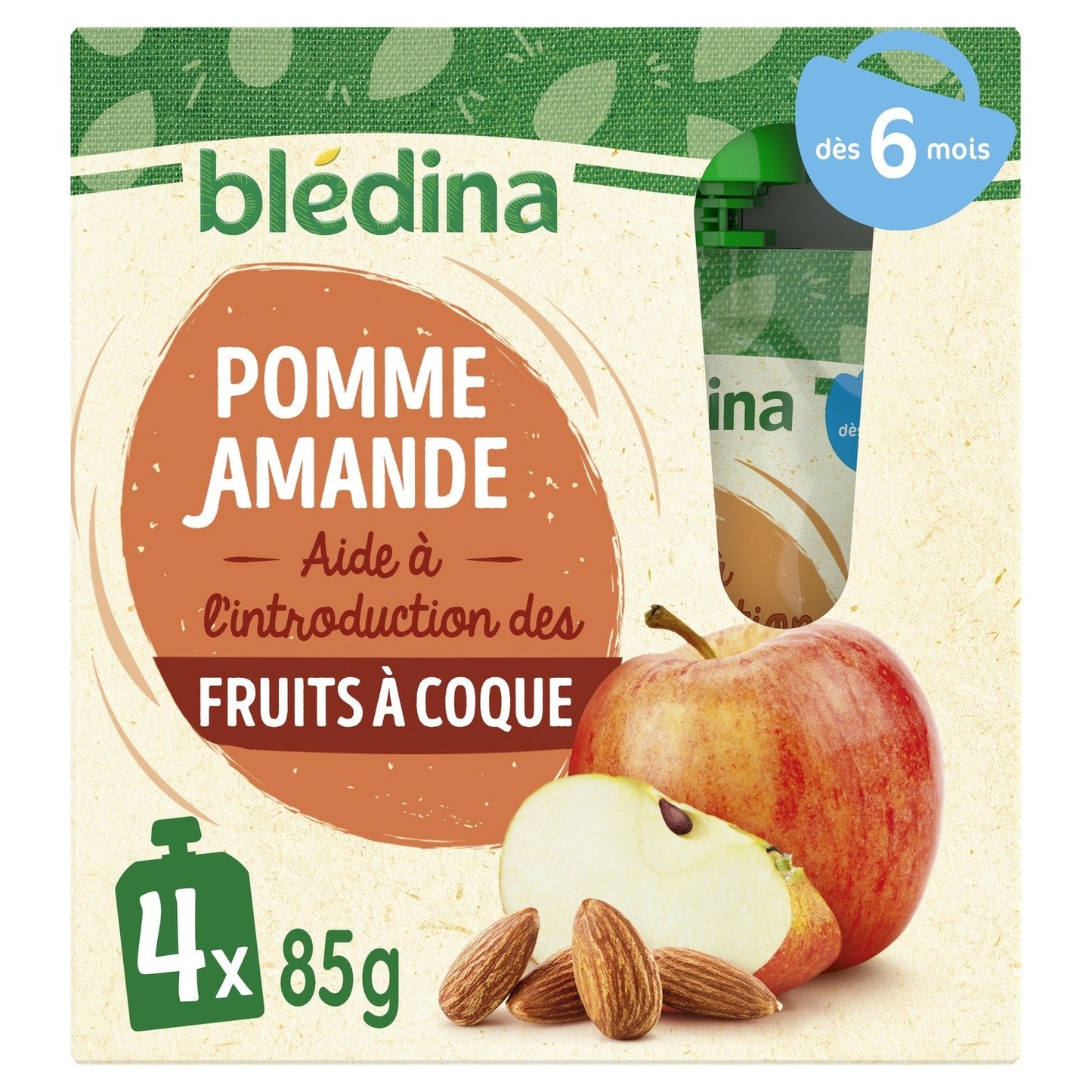 BLEDINA Apple and Almond Baby Compote for Ages 4-6 Months