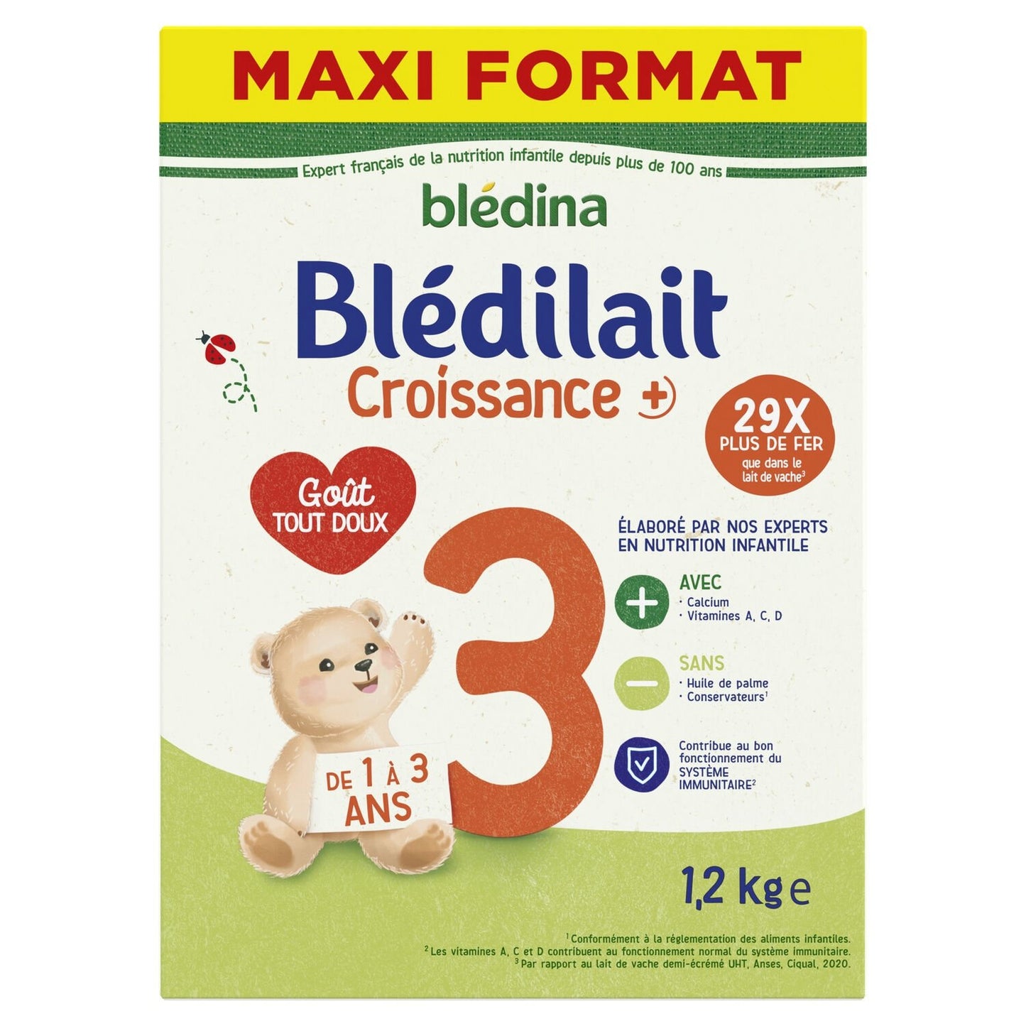 Lait Bébé en Poudre 3ème Âge Dès 12 Mois Croissance + BLEDINA le pot de 1,2Kg