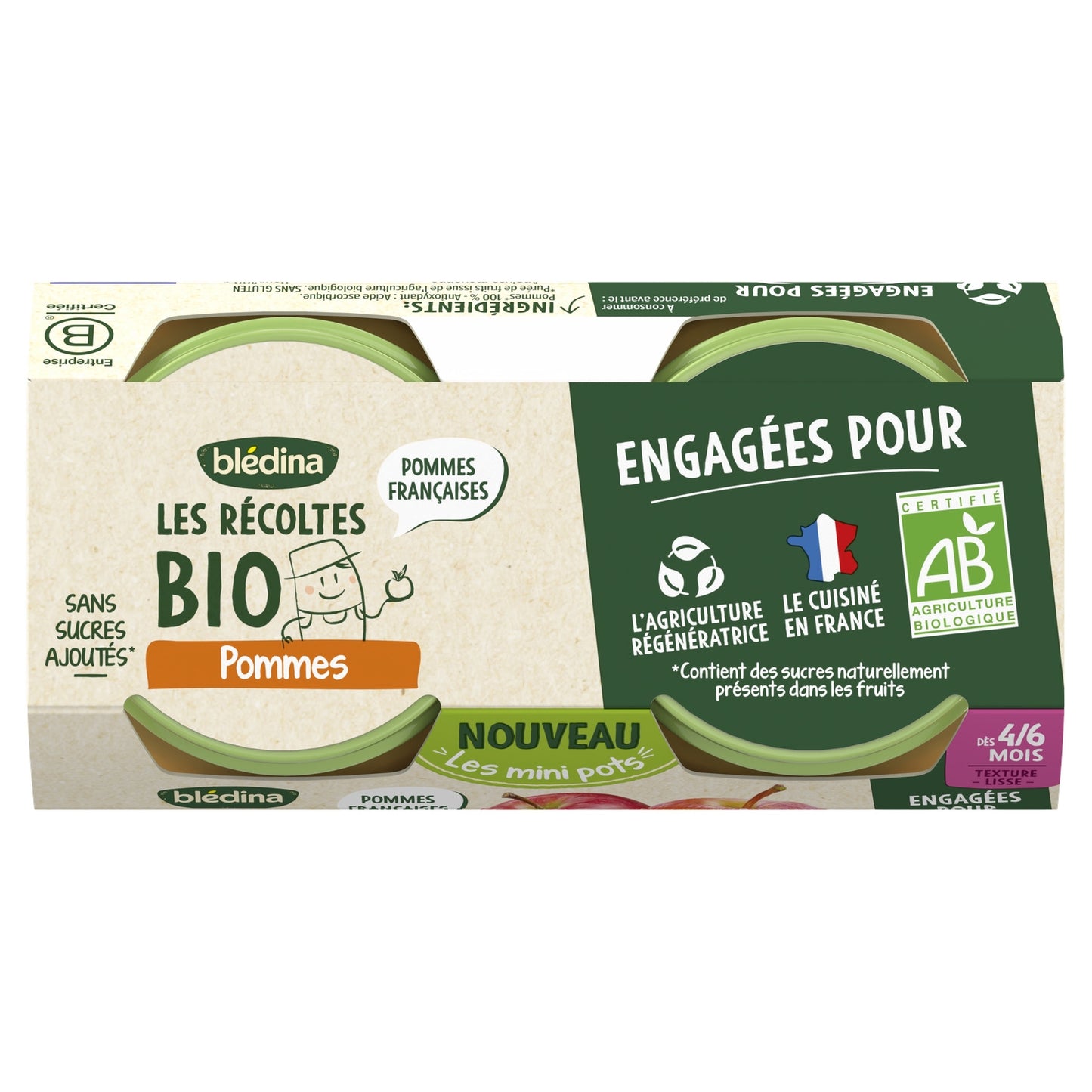 Organic Apple Fruit Puree for Babies from 4/6 Months BLEDINA