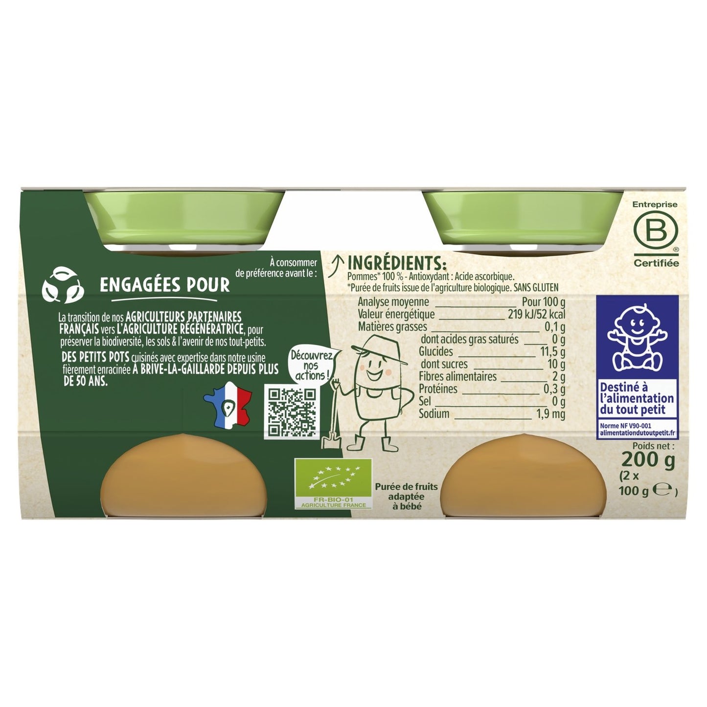 Organic Apple Fruit Puree for Babies from 4/6 Months BLEDINA