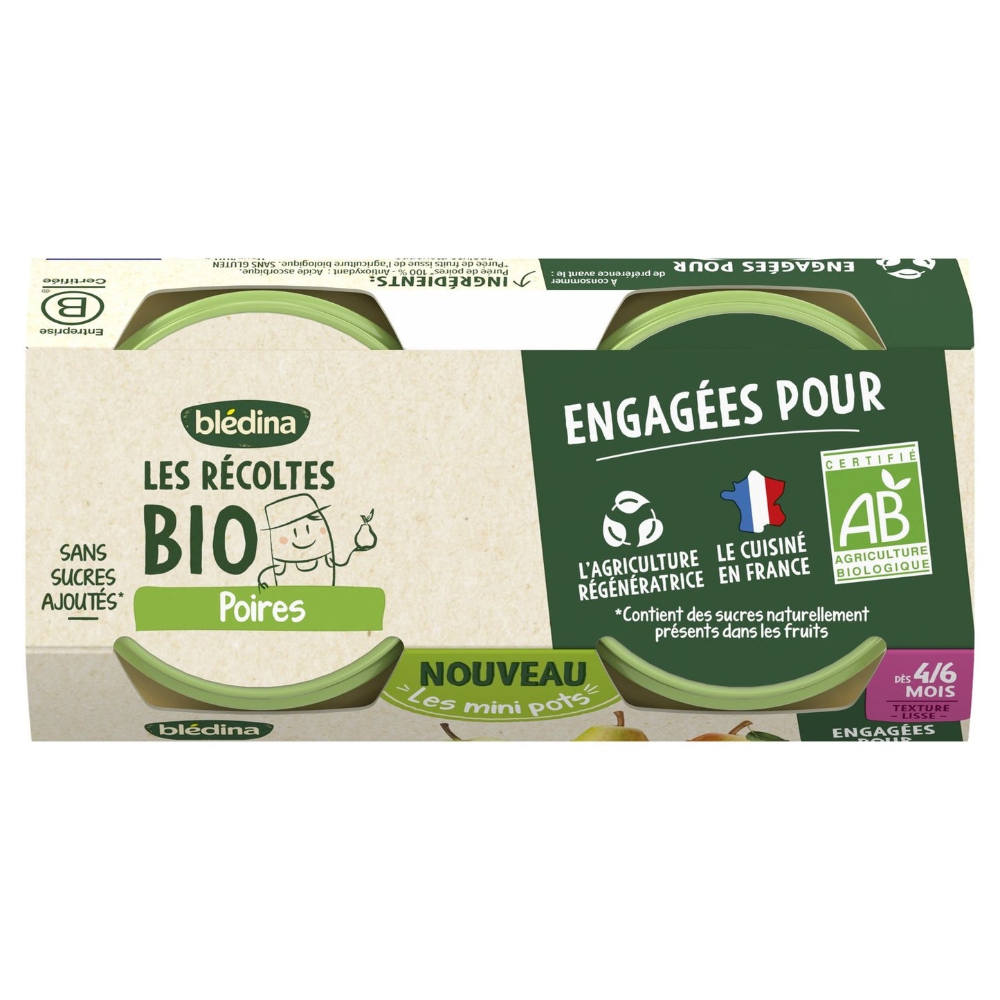 Organic Pear Fruit Puree for Babies from 4/6 Months BLEDINA