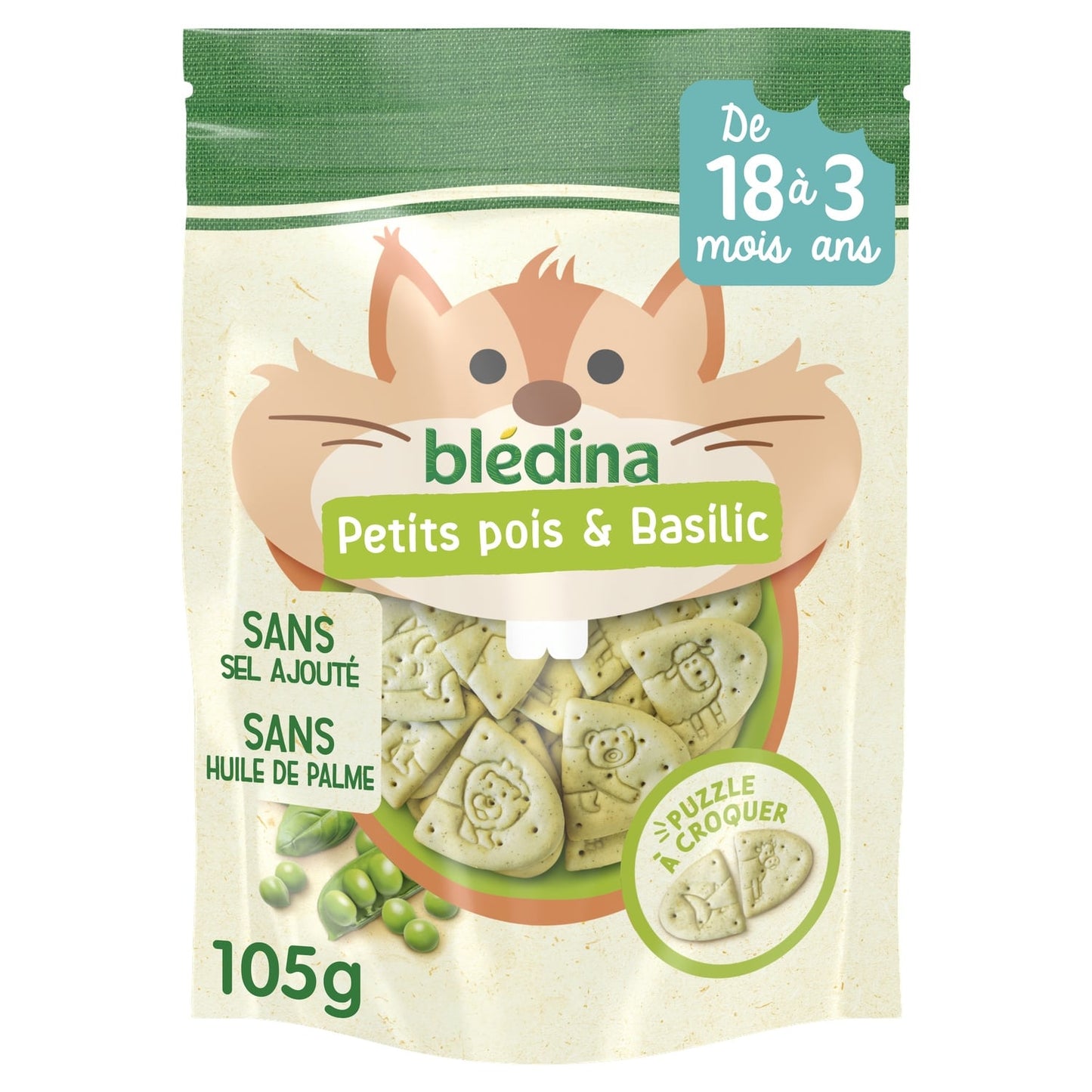 Croustis De 18 mois à 3 ans Petits Pois Basilic Croustis à Dévorer BLEDINA