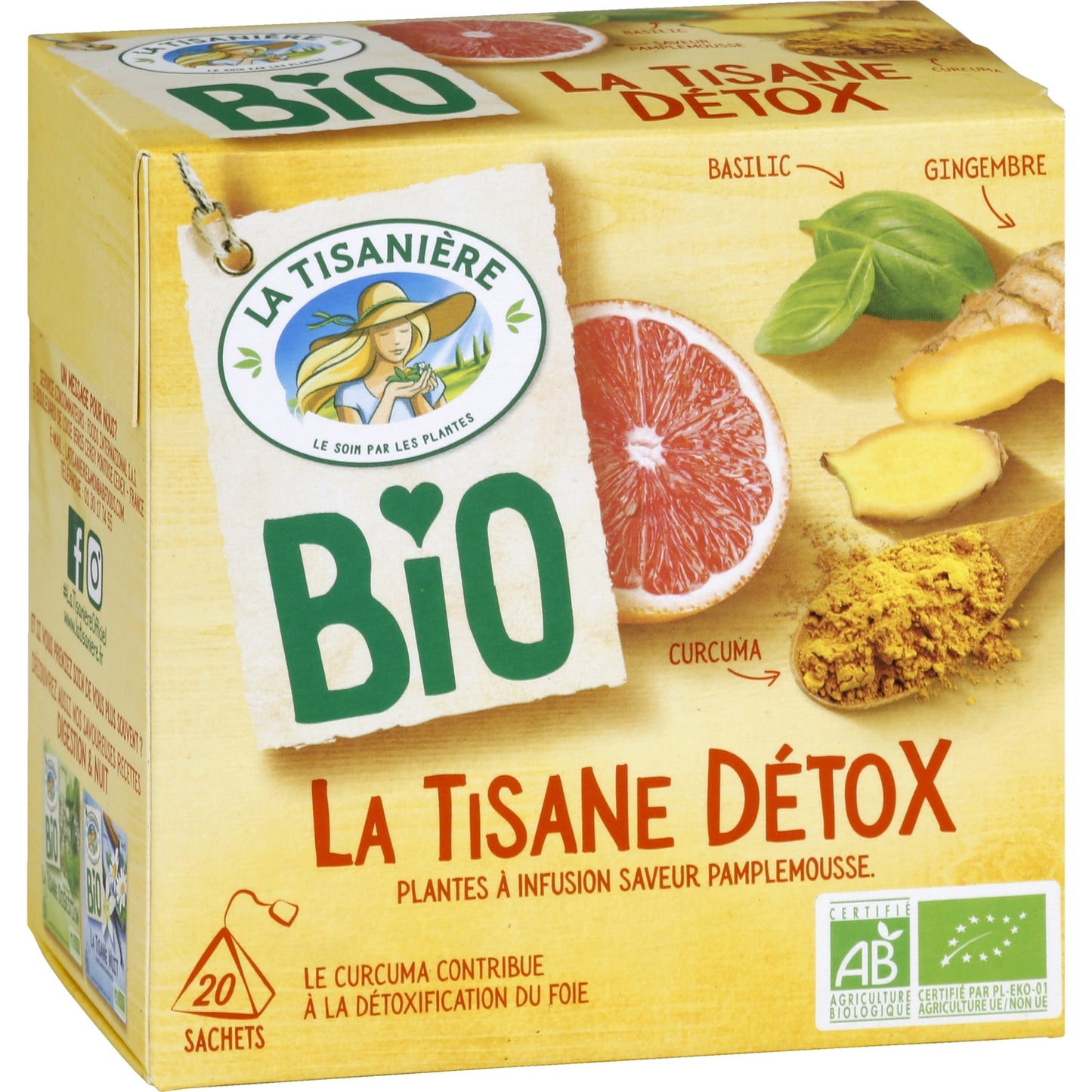 Organic Basil Turmeric Ginger Grapefruit Detox Infusion LA TISANIERE