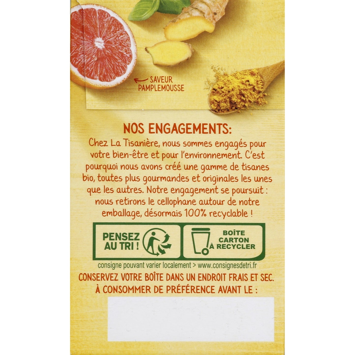 Organic Basil Turmeric Ginger Grapefruit Detox Infusion LA TISANIERE