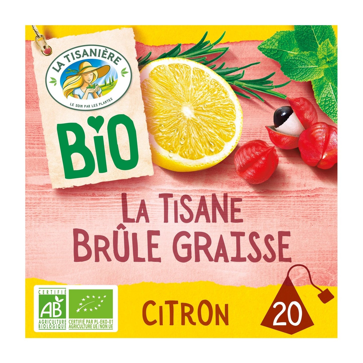 Infusion Citron Brûle Graisse Bio LA TISANIERE la boite de 20 sachets