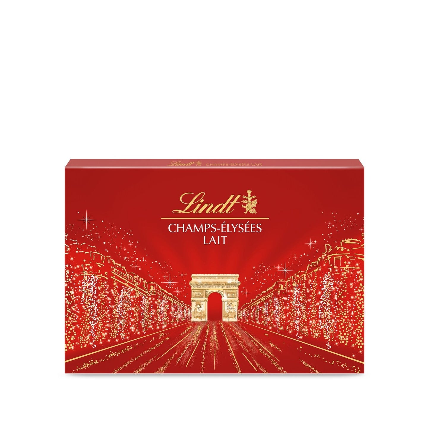 Assortiment de Chocolats Lait, Champs-Elysées LINDT - Gamme de Noël 2025 la boite de 482g