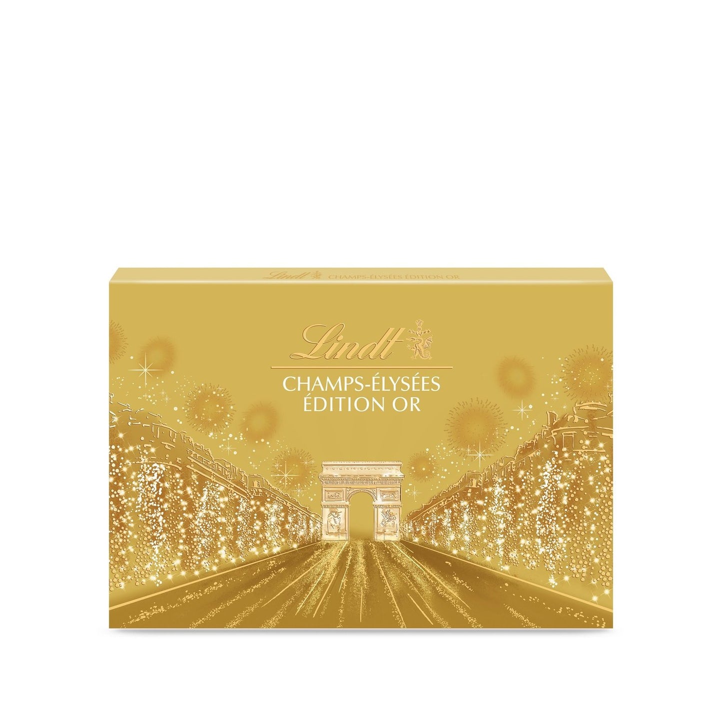 Assortiment de Chocolats Lait, Noir et Blanc, Champs-Elysées LINDT - Gamme de Noël 2025 la boite de 468g