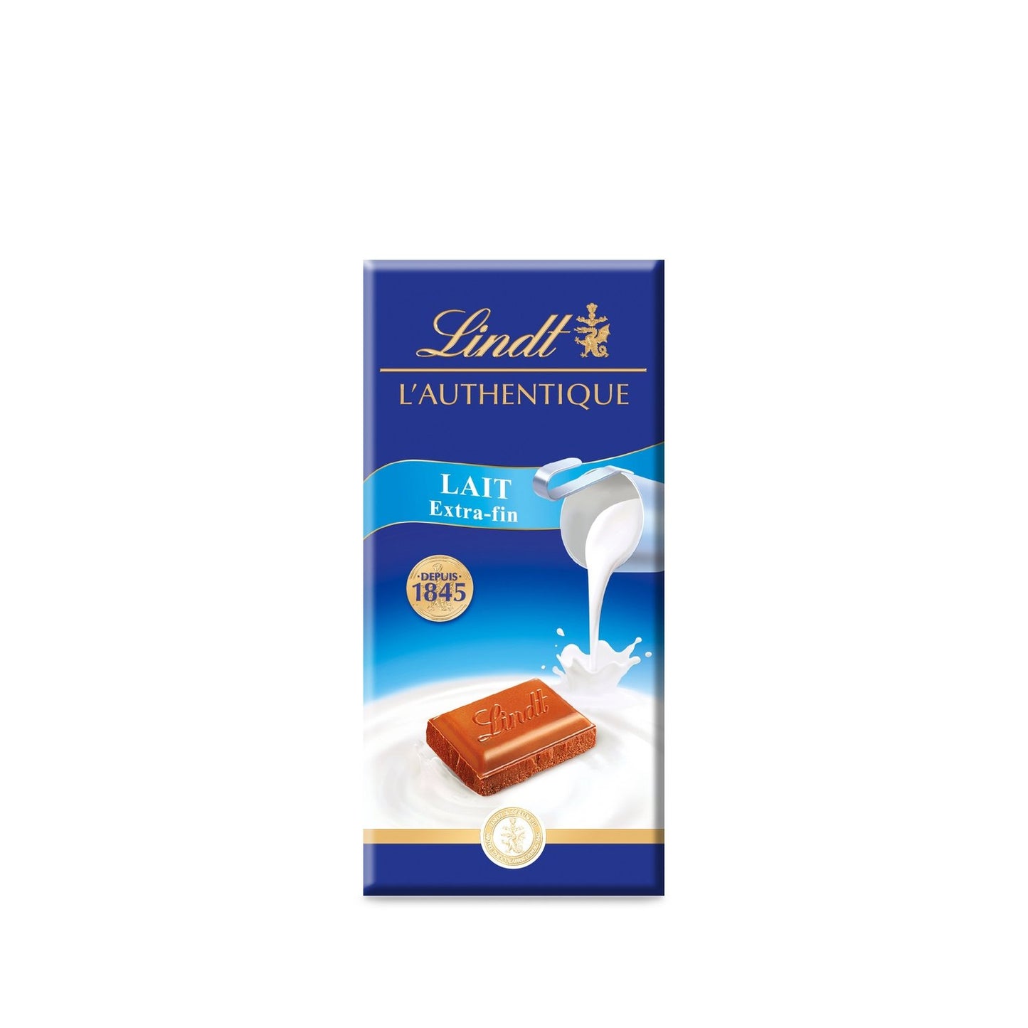 Tablette de Chocolat Lait Extra Fin LINDT L'AUTHENTIQUE La tablette de 100g