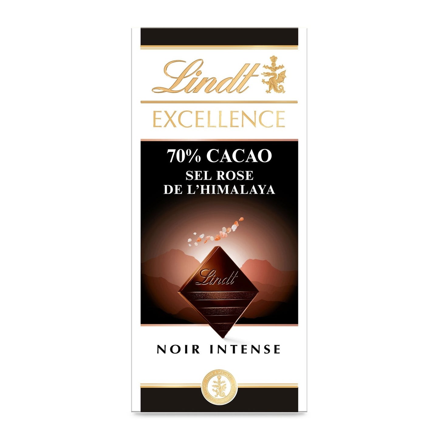 Tablette de Chocolat Noir Cacao Sel Rose de l'Himalaya 70% LINDT La tablette de 100g