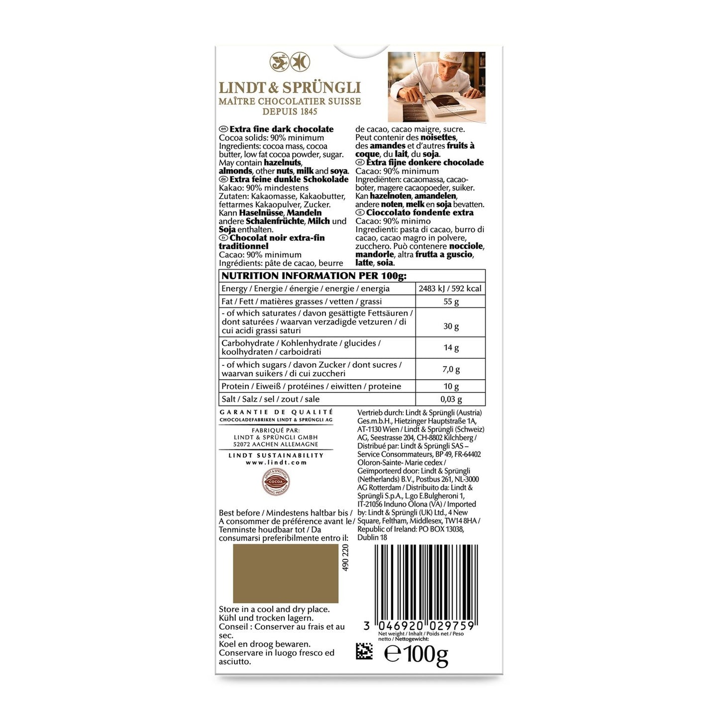 LINDT Excellence Tafelschokolade 90% Cacao
