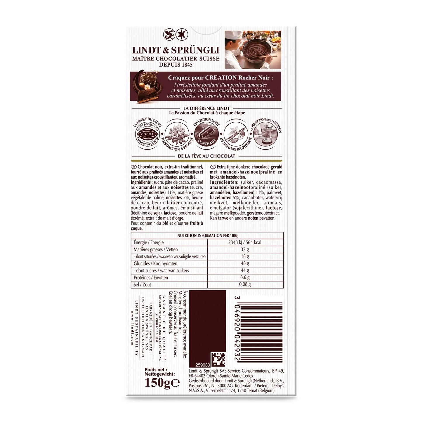 LINDT Rocher Creation Dark Chocolate Bar