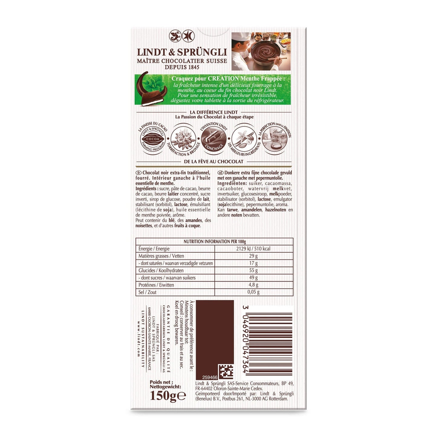 LINDT Tafelschokolade Mint Creation dunkel