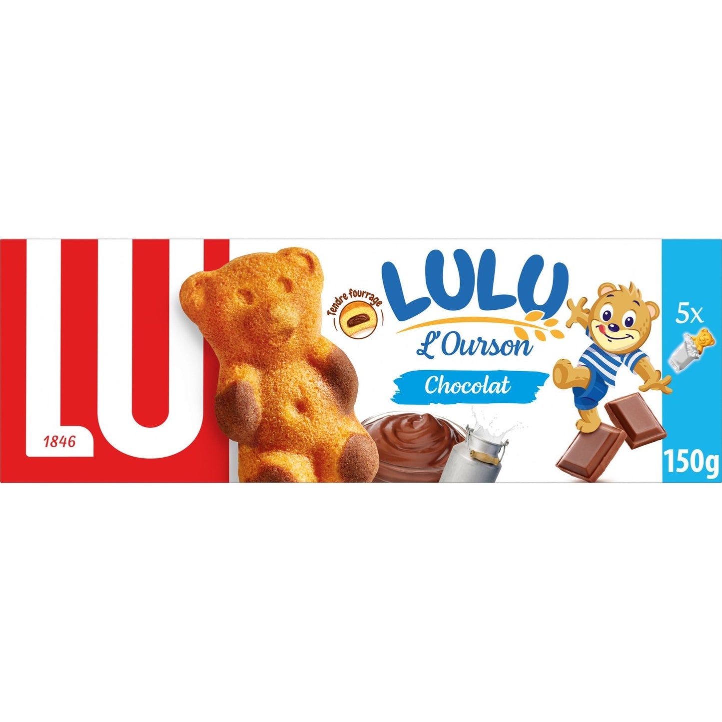 Gâteaux Fourrés au Chocolat l'Ourson Lulu LU La boîte de 5 sachets - 150 g