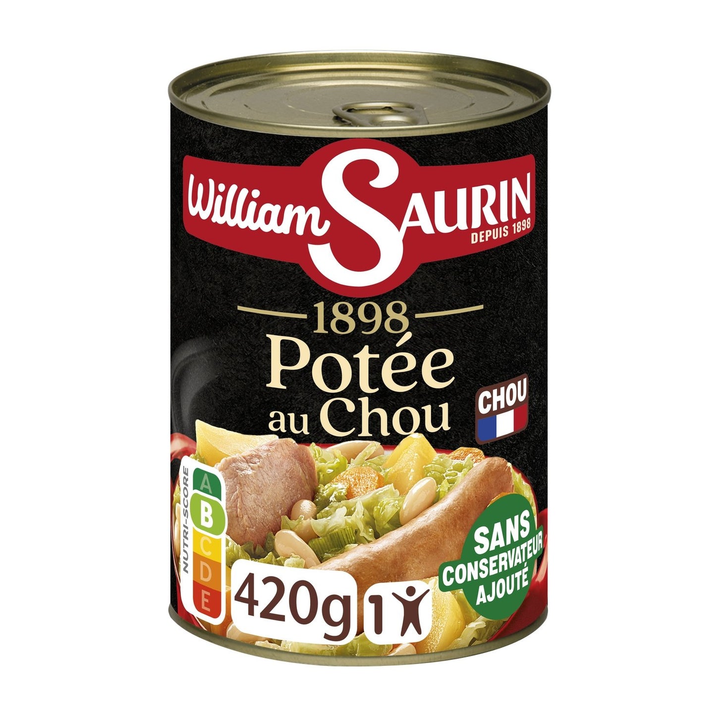 Plat Individuel Potée aux Choux WILLIAM SAURIN la boite de 420g