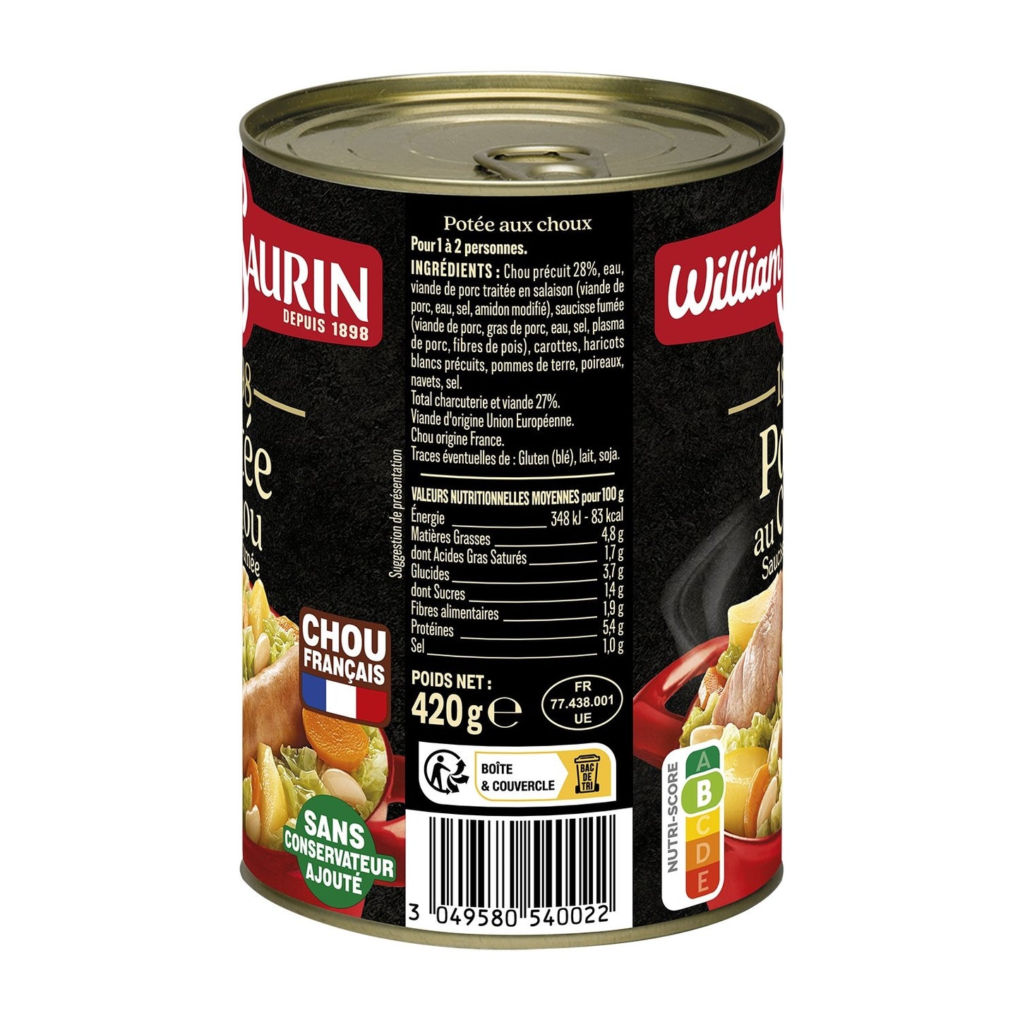 Plat Individuel Potée aux Choux WILLIAM SAURIN
