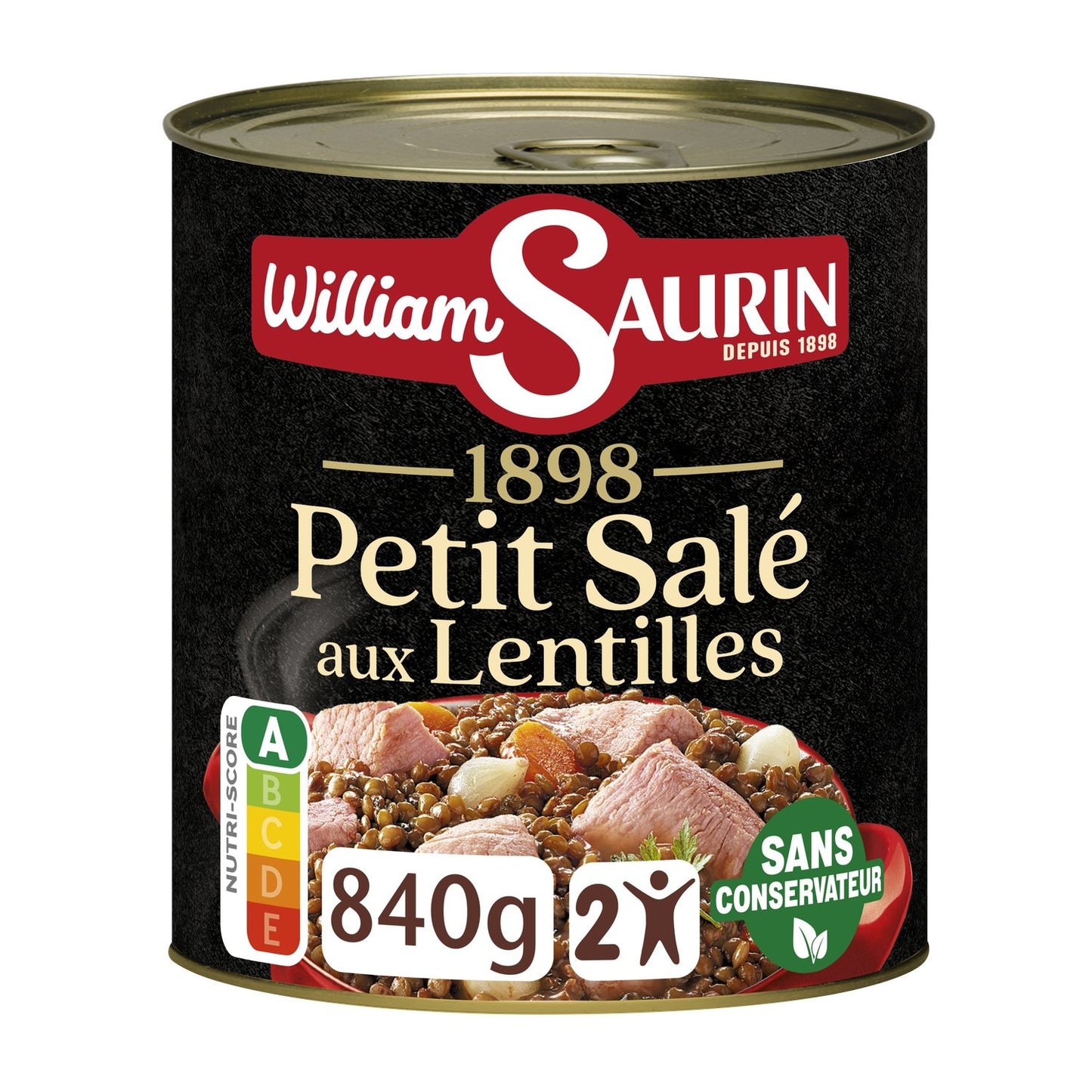 Plat Familial Petit Salé aux Lentilles WILLIAM SAURIN la boite de 840g