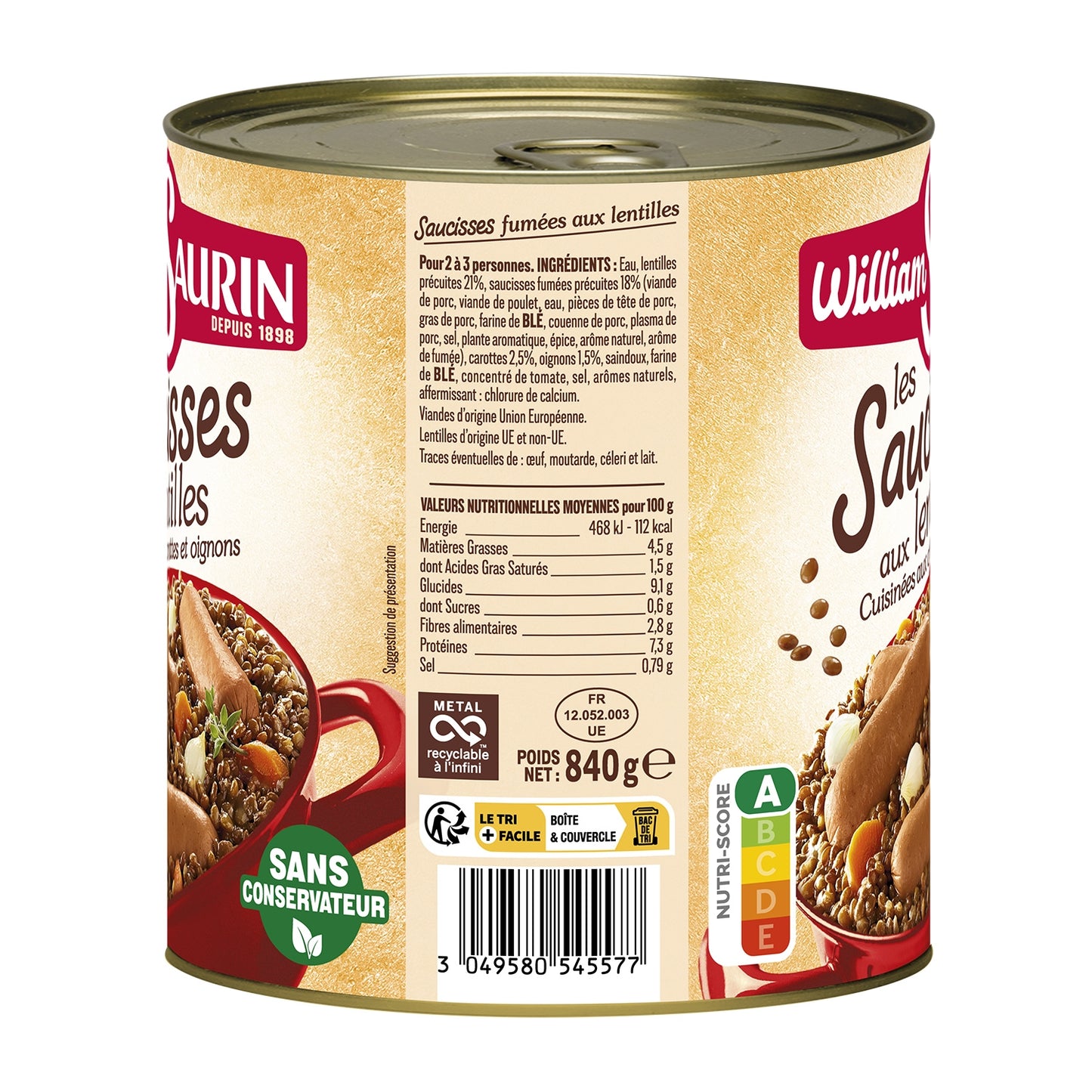Family Dish Sausages with Lentils WILLIAM SAURIN