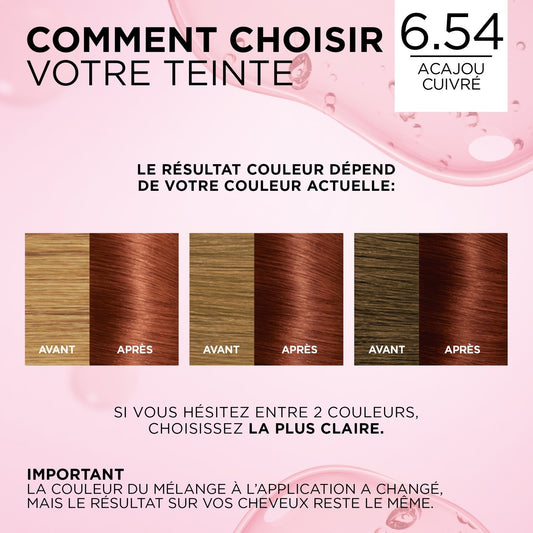 Permanente Farbe 6.54 Dunkelblond Kupfer Mahagoni Triple Action Excellence Care L'OREAL PARIS