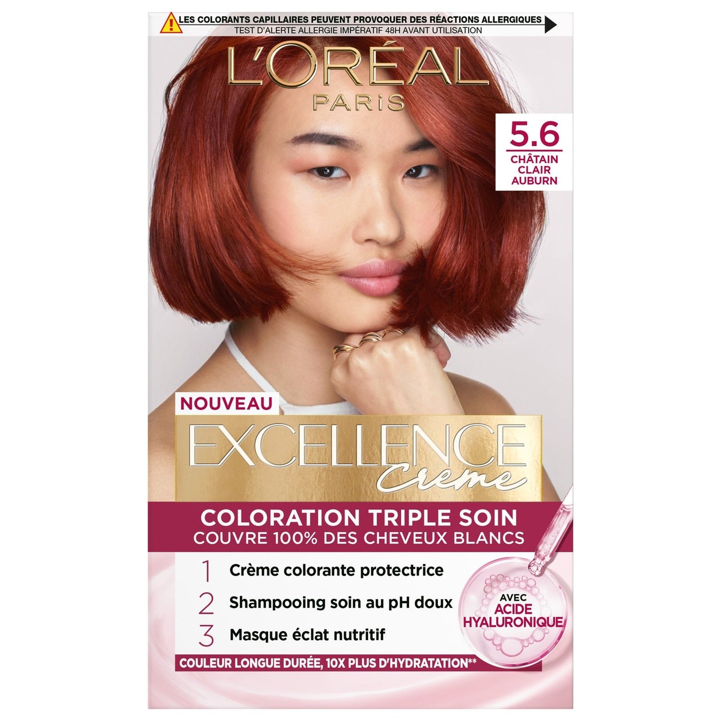 Coloration 5. 6 Châtain Clair Auburn Excellence Crème L'OREAL PARIS la boîte
