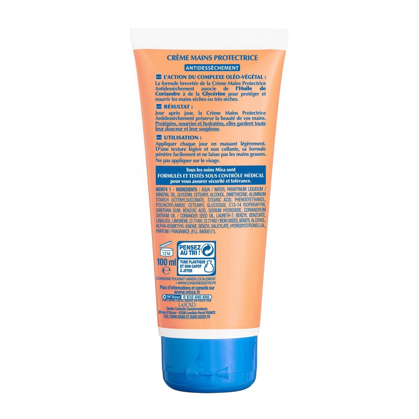 Crème Main Sèches Anti-Dessèchement Hypoallergénique MIXA