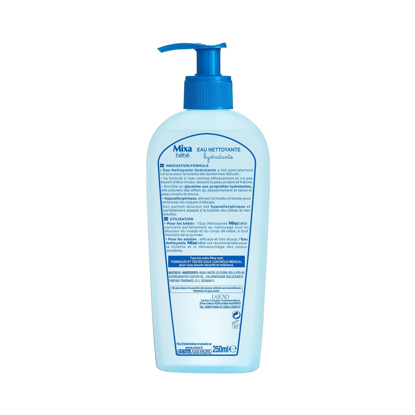 MIXA BEBE Hypoallergenes feuchtigkeitsspendendes Baby-Reinigungswasser