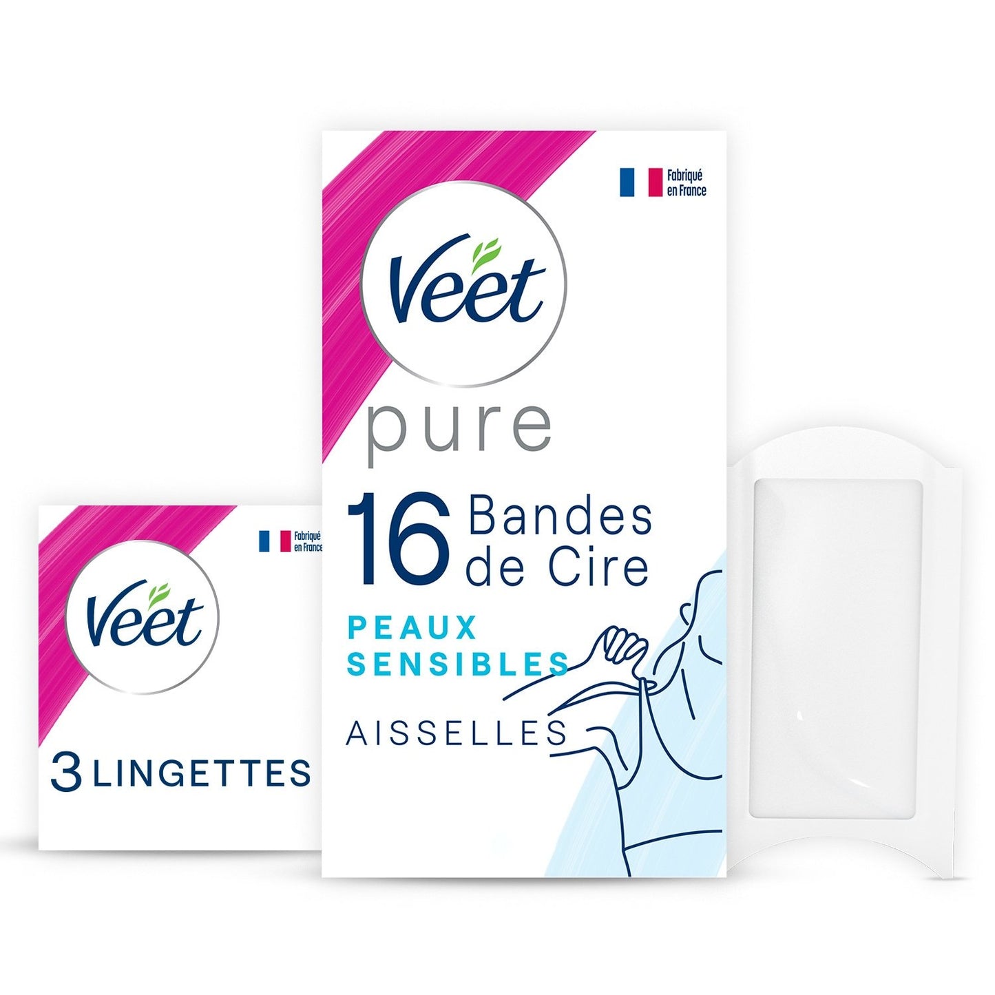 Bandes de Cire Froide Aisselles Peaux Sensibles Hypoallergéniques Minima VEET la boîte de 16 bandes
