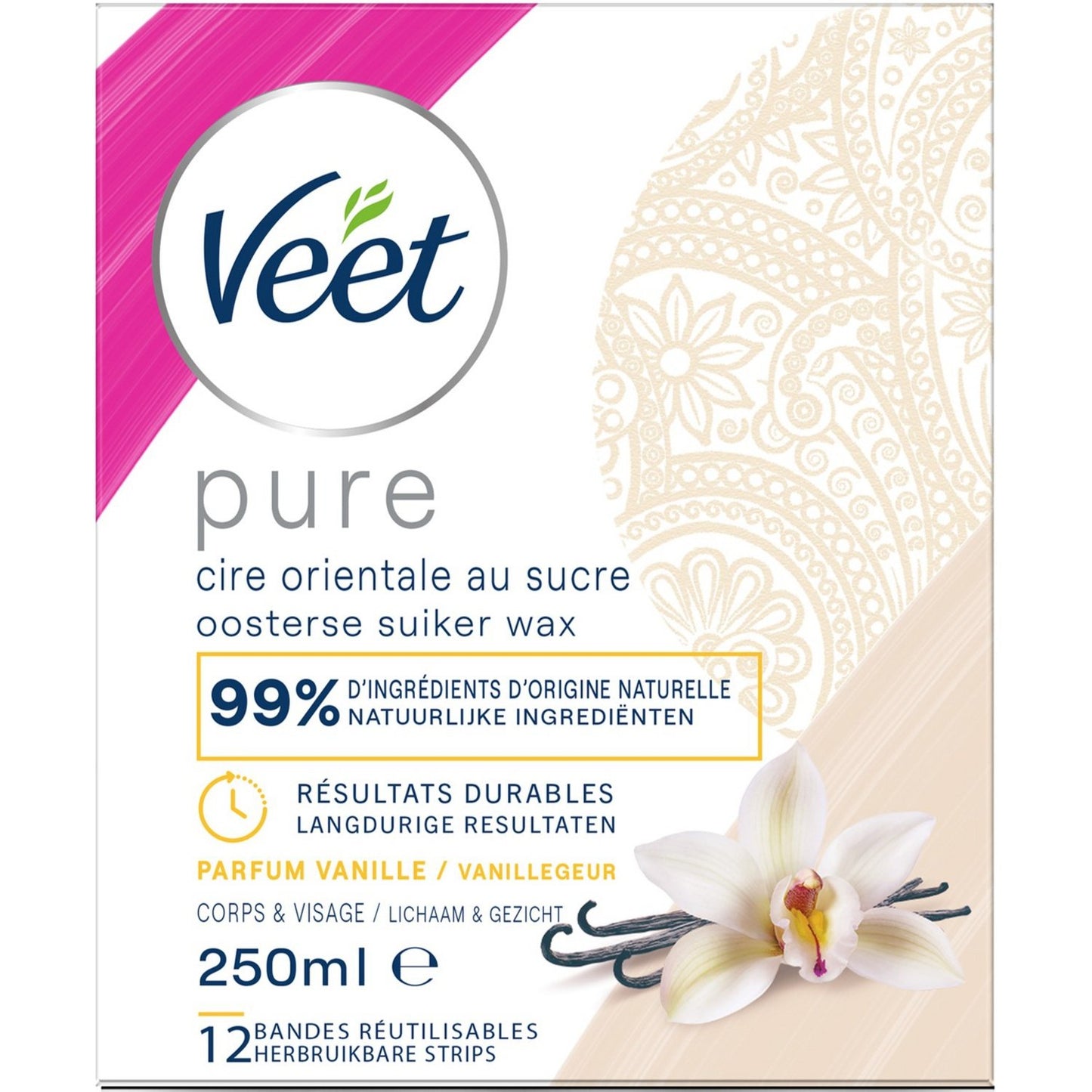Cire Corps Visage Pure 99% Naturelle Huiles Essentielles Vanille Florale VEET le pot de 250mL