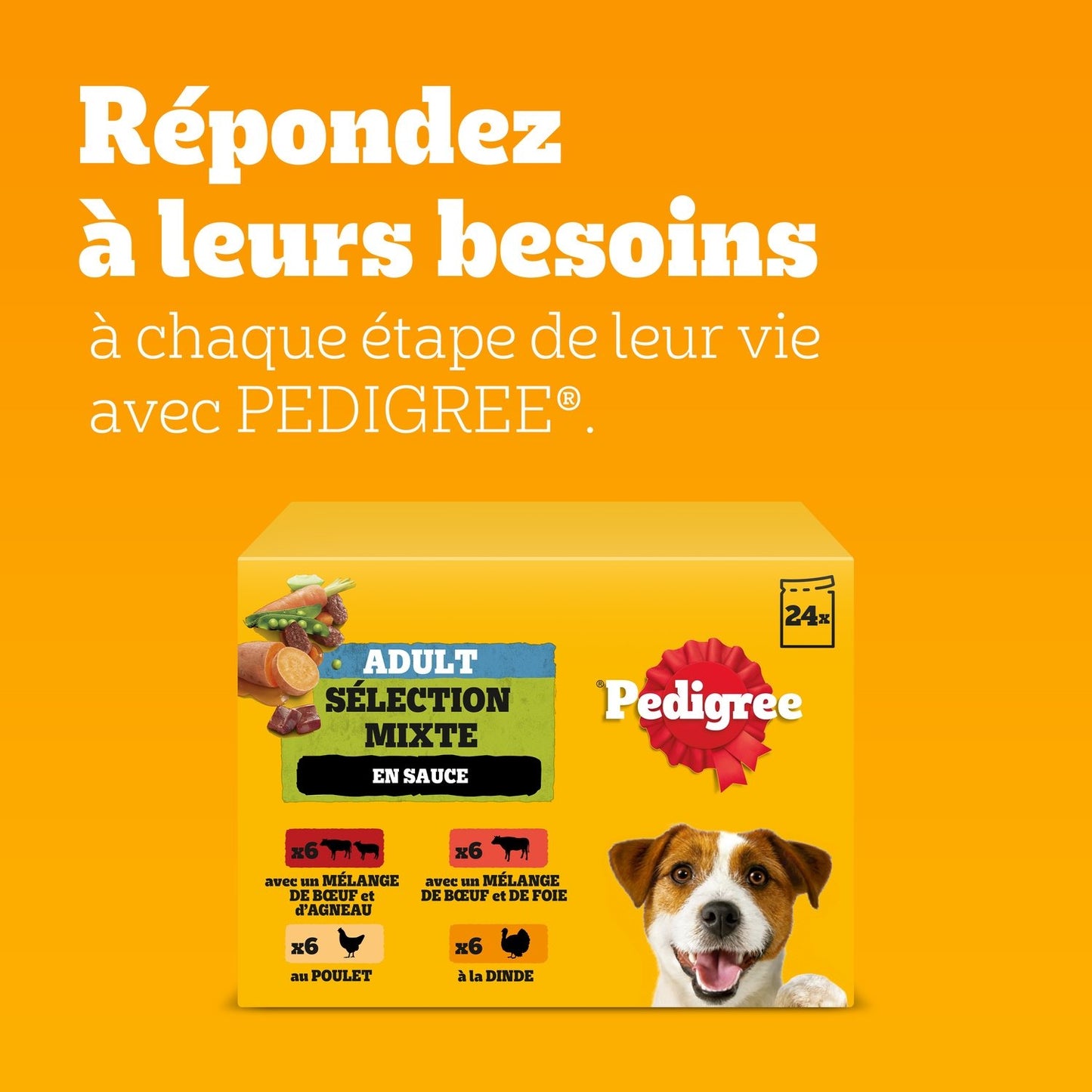Pâtée pour Chien Adulte au Bœuf, à l'Agneau, au Poulet & Dinde PEDIGREE